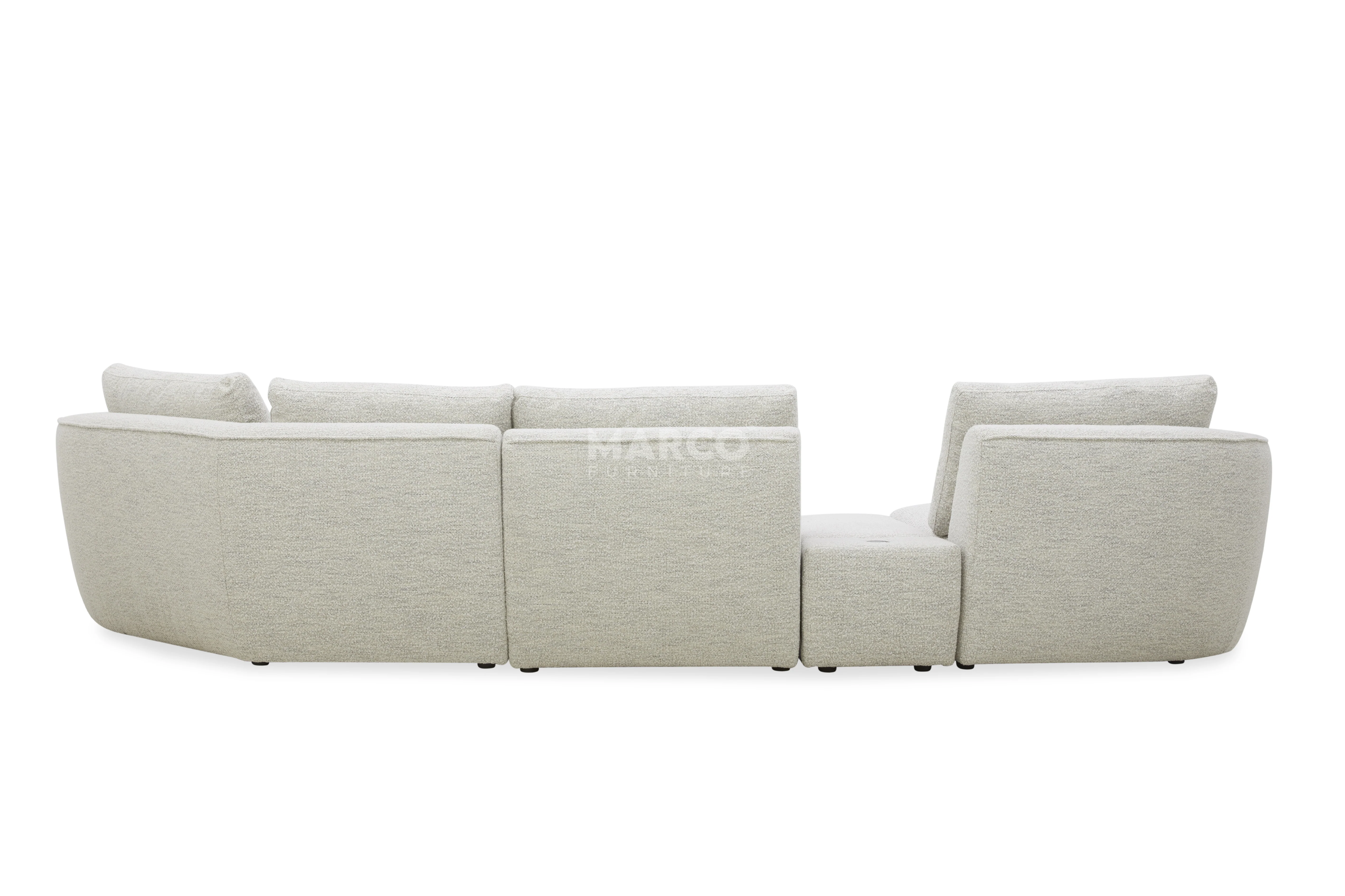 Lagoon Fabric Chaise Lounge – Curved Corner Lounge with Cushions - Image 9