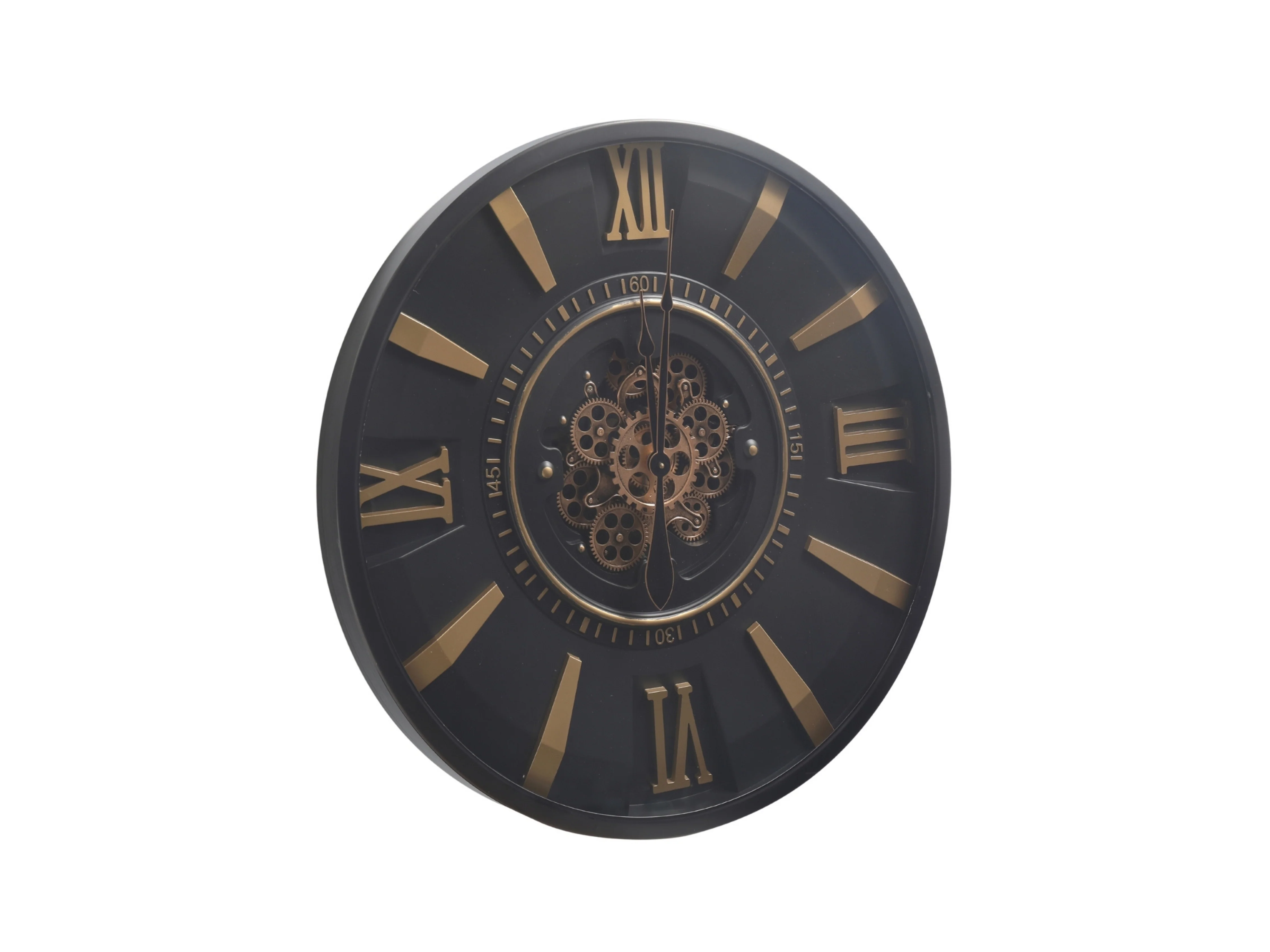 London Roman Numeral Gear Large Wall Clock - Black (80 cm) - Image 2