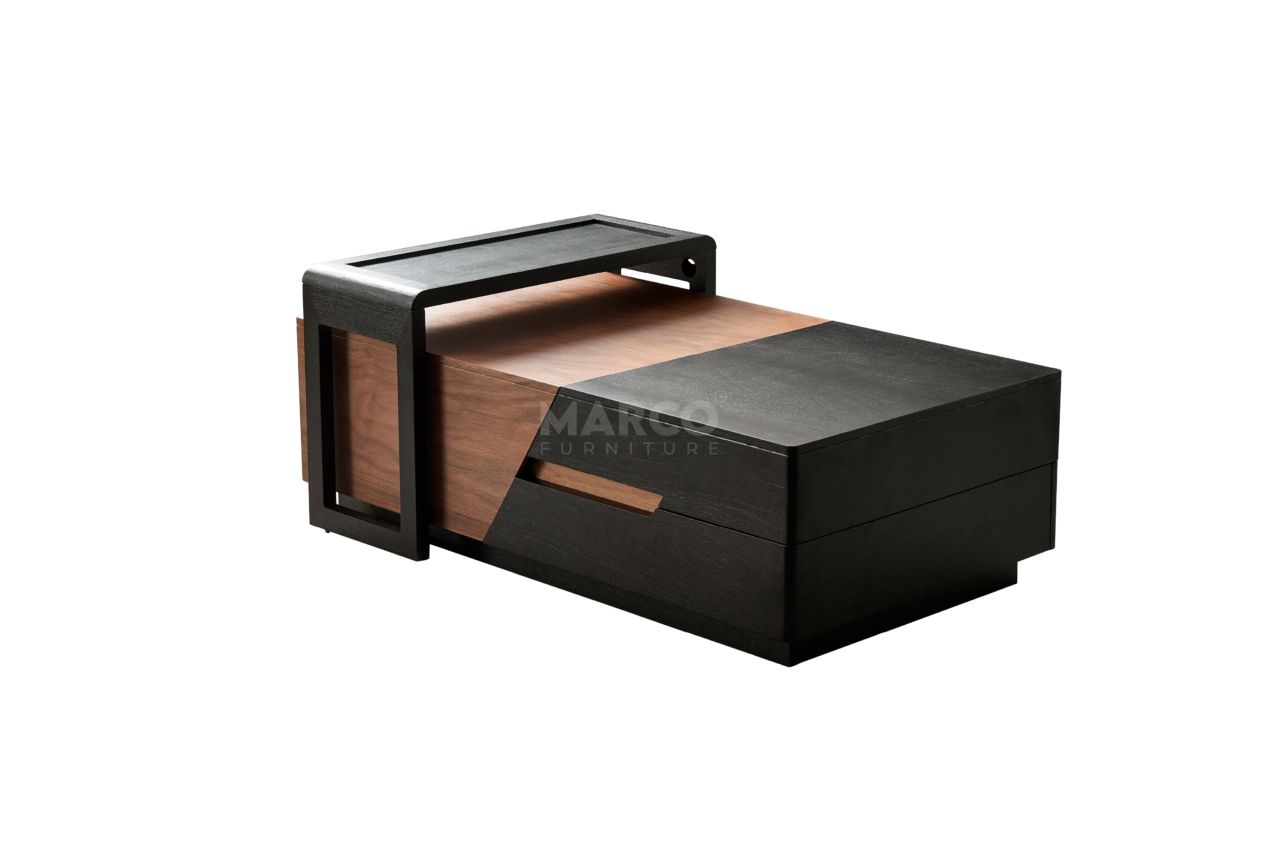 London Modern Coffee Table with Storage (Walnut and Matte Black) - Image 7