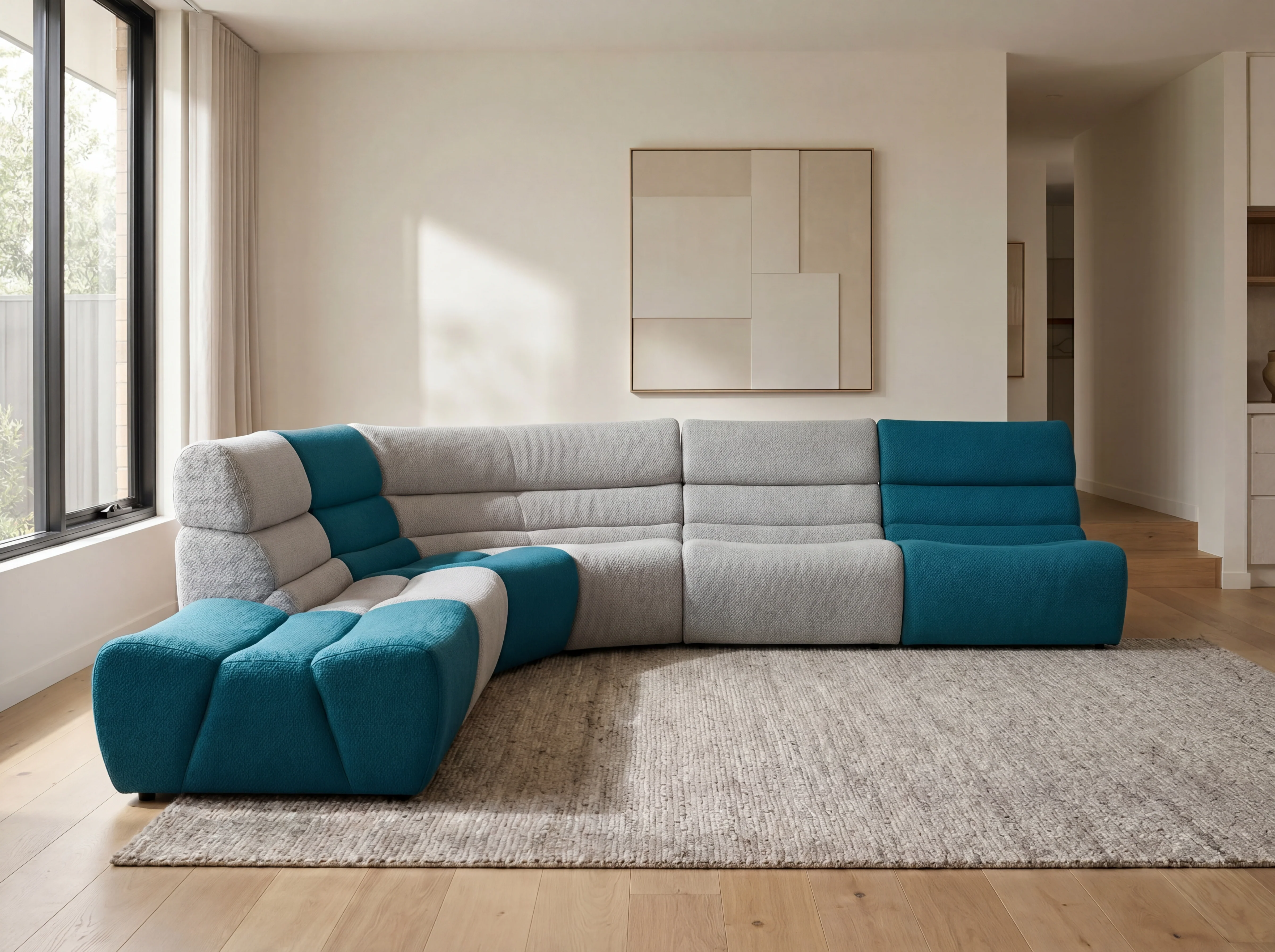 Manchester Corner Lounge Sofa with Ottomans – Modern Sectional Couch - Image 3