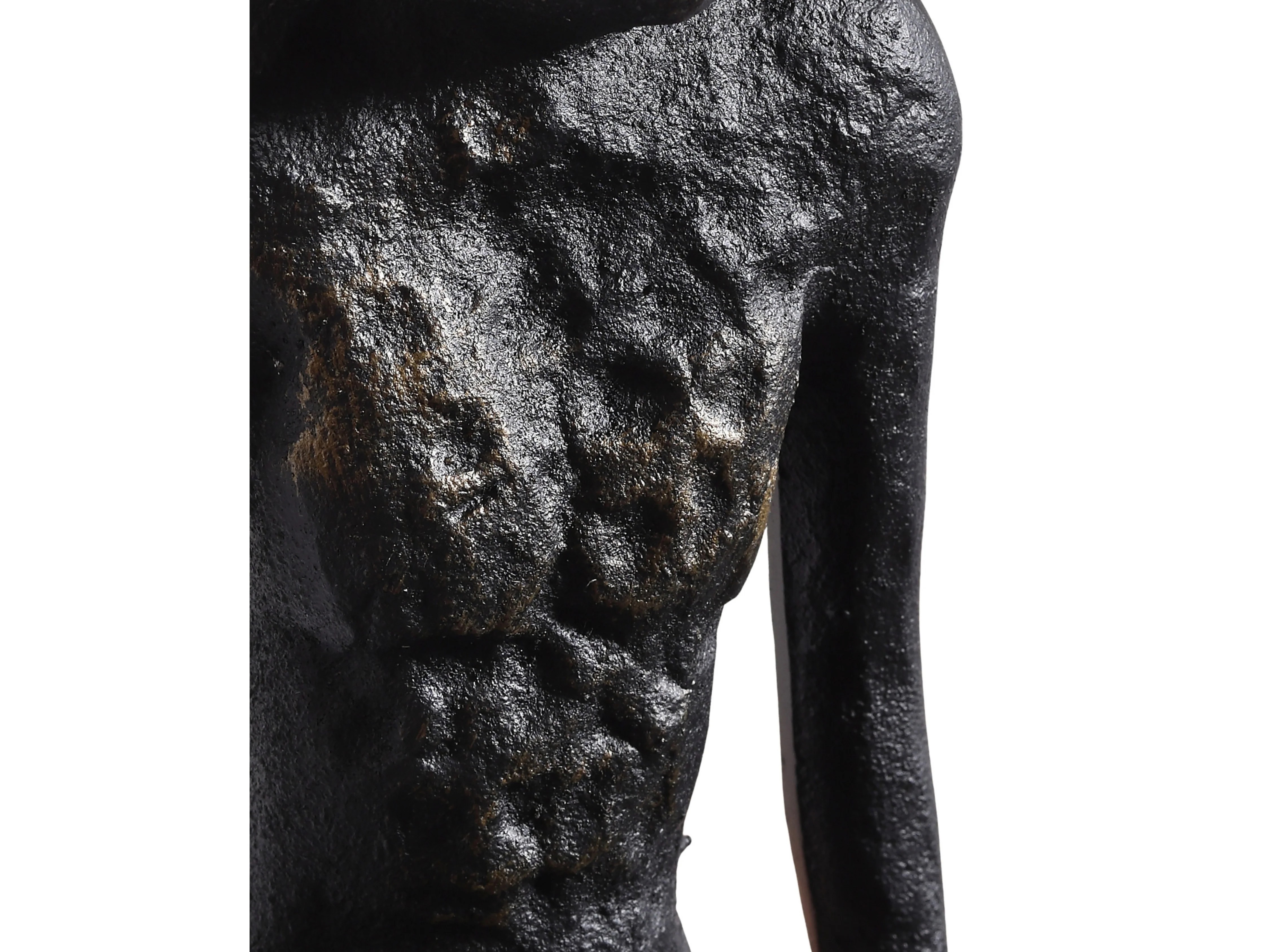 Minimalist Long-Legged Figurine – Black & Gold Metal Sculpture - Image 5