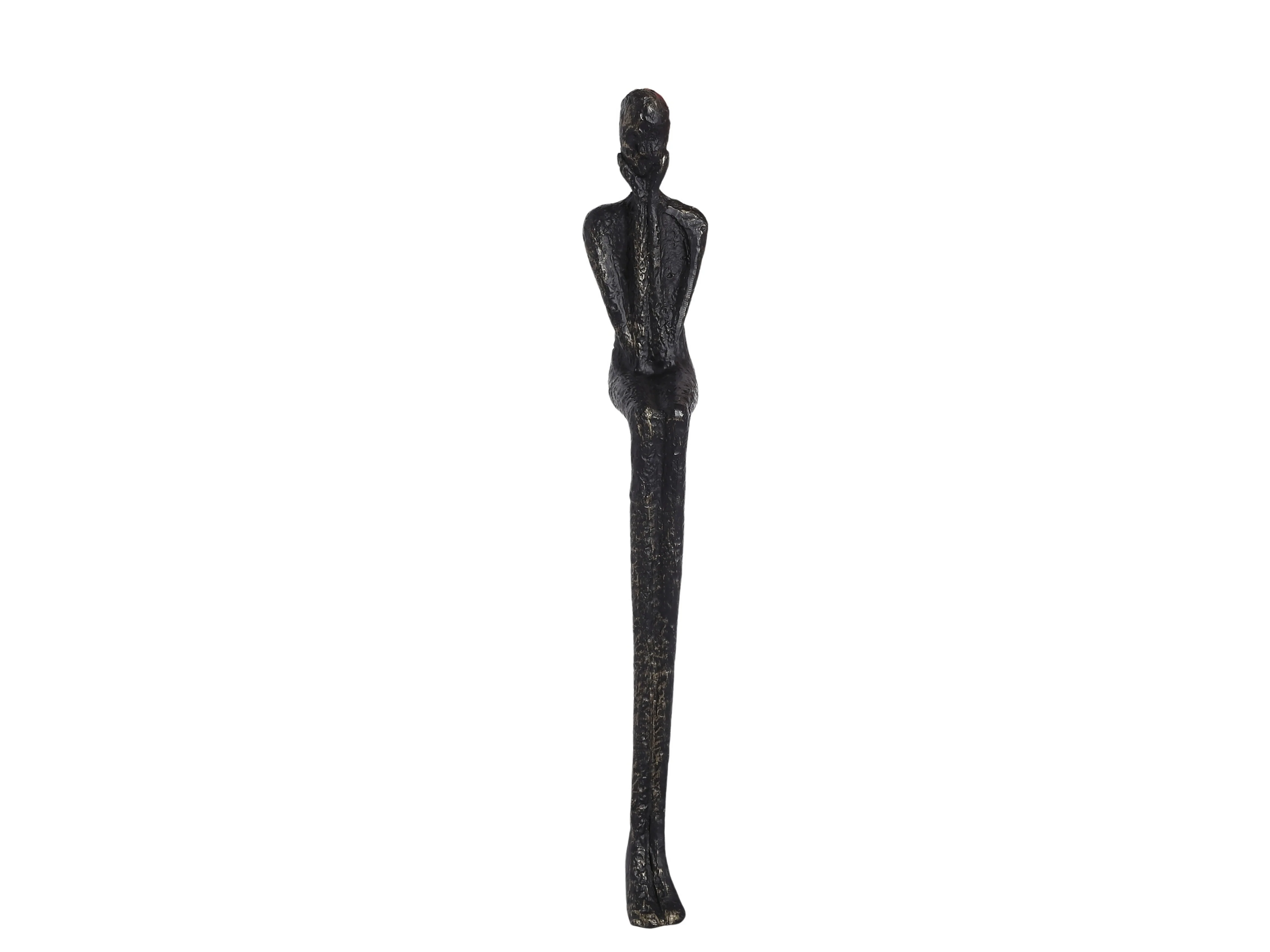 Minimalist Long-Legged Figurine – Black & Gold Metal Sculpture - Image 9