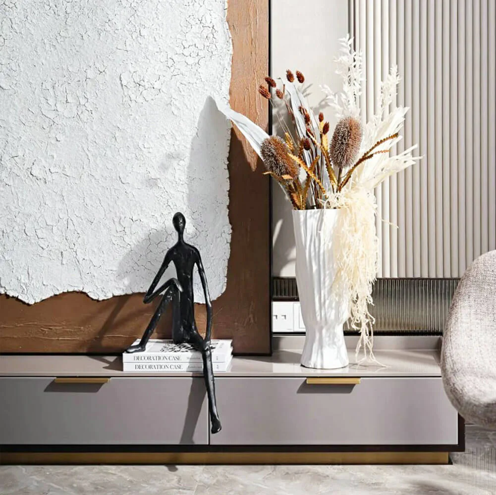 Minimalist Nordic Sitting Figurine β Black & Gold Metal - Image 10