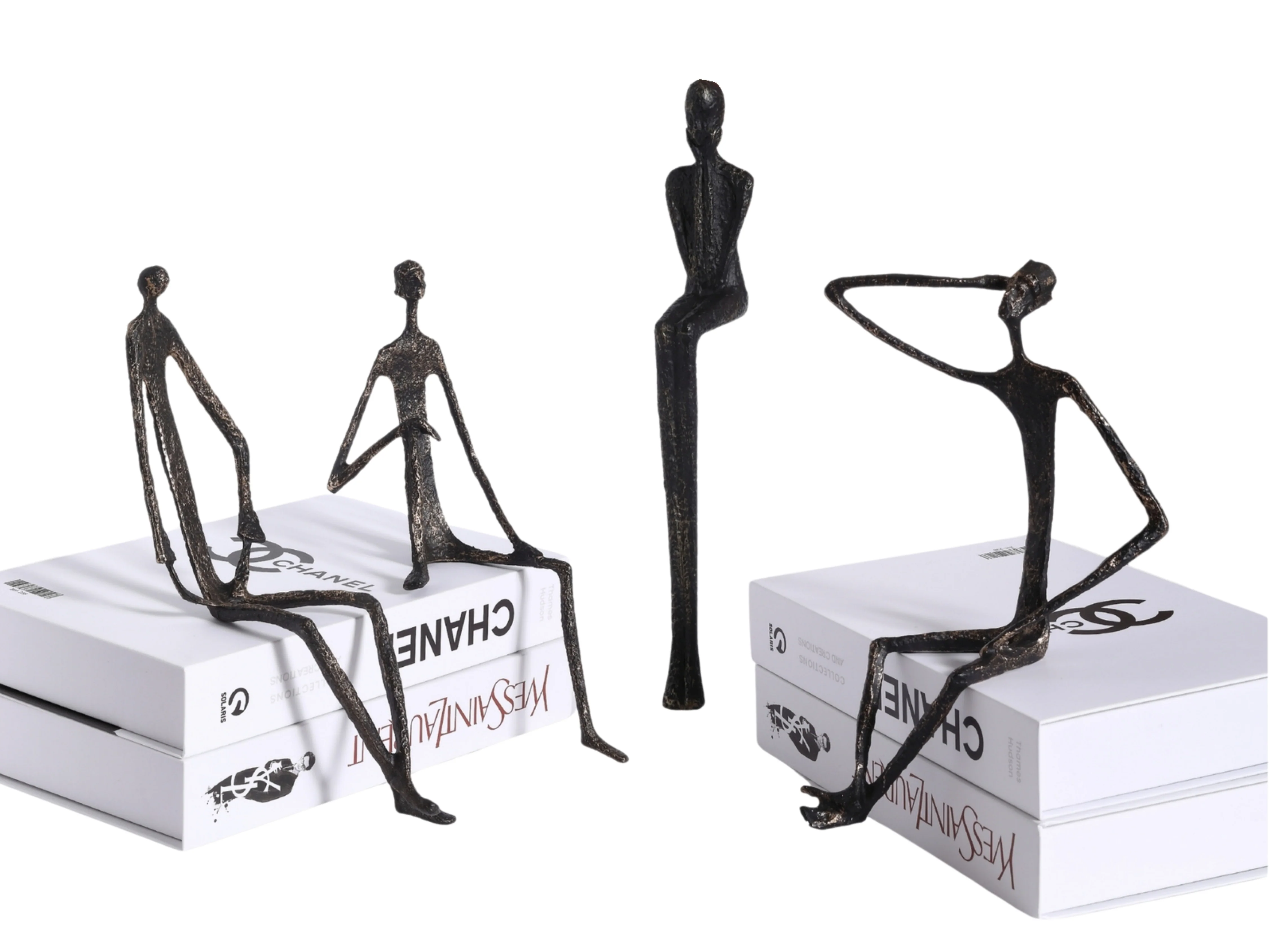 Minimalist Nordic Sitting Figurine β Black & Gold Metal - Image 17