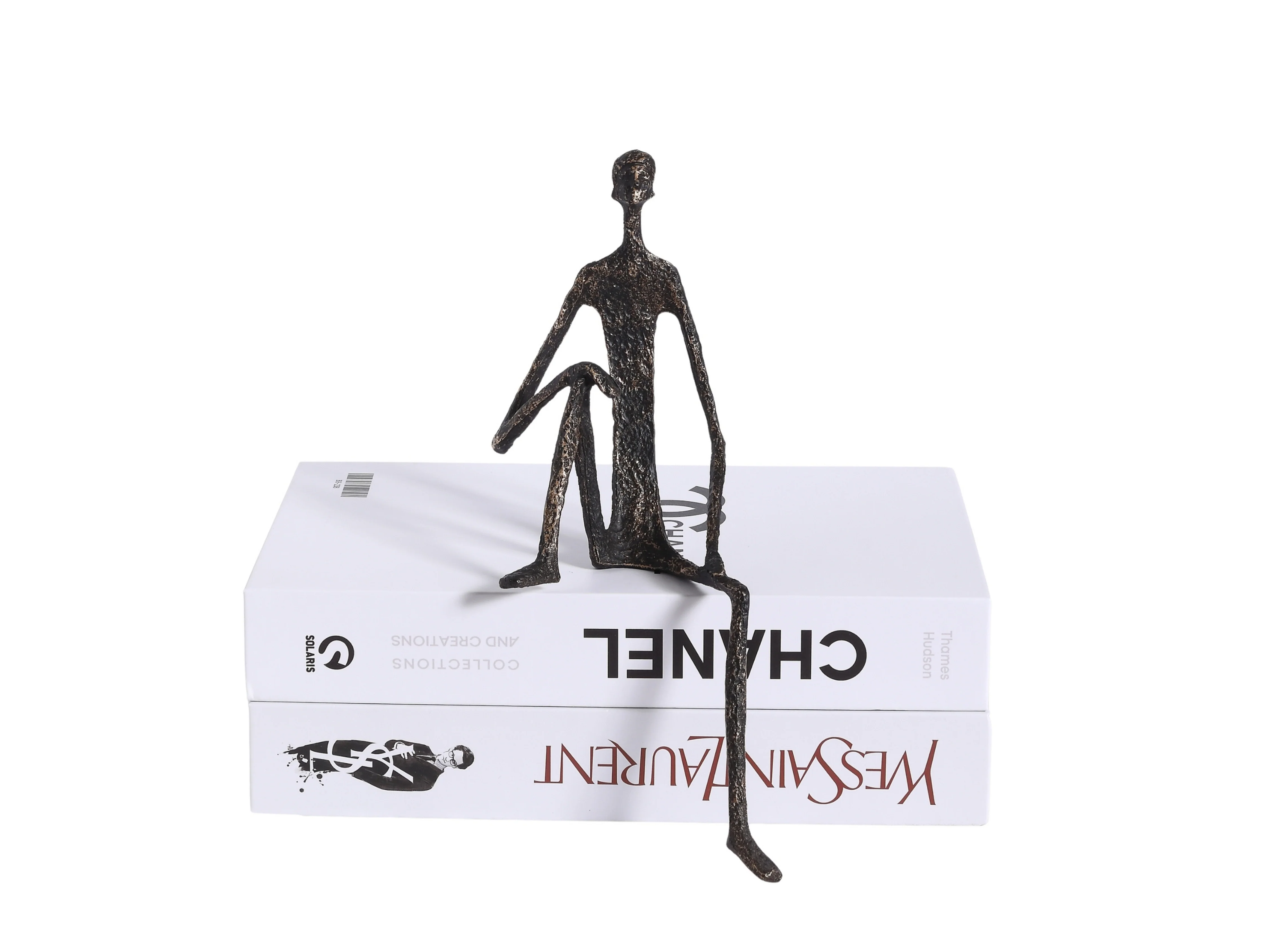 Minimalist Nordic Sitting Figurine β Black & Gold Metal - Image 2