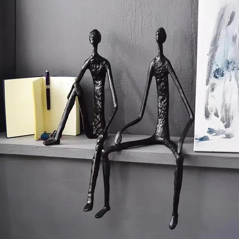 Minimalist Nordic Sitting Figurine β Black & Gold Metal - Image 8