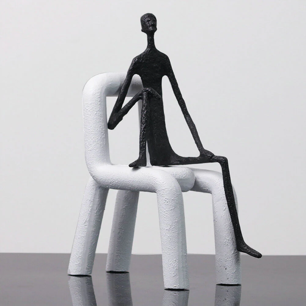 Minimalist Nordic Sitting Figurine β Black & Gold Metal - Image 9