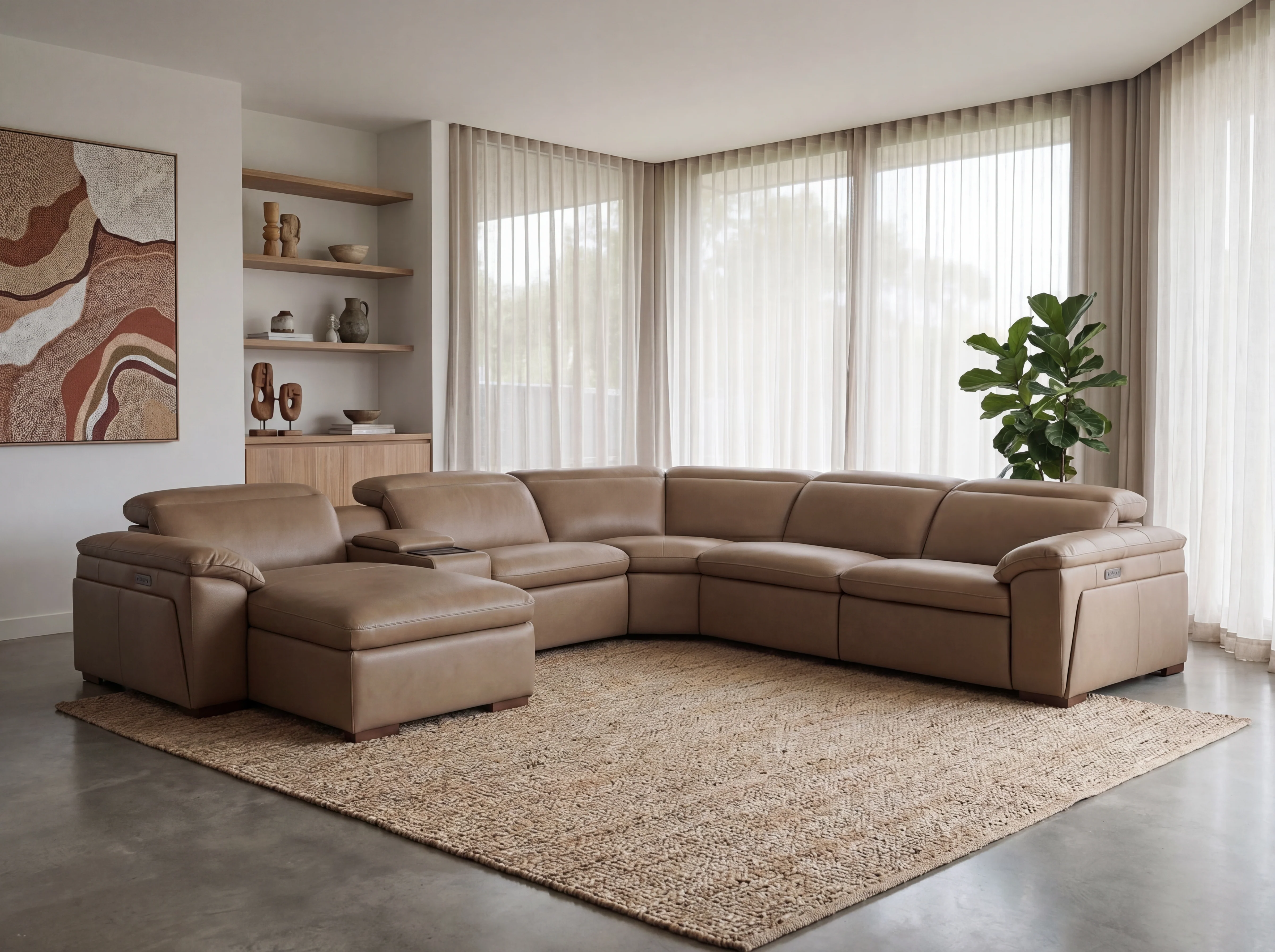 Nevada Leather Reclining Corner Lounge with Adjustable Headrests - Image 5
