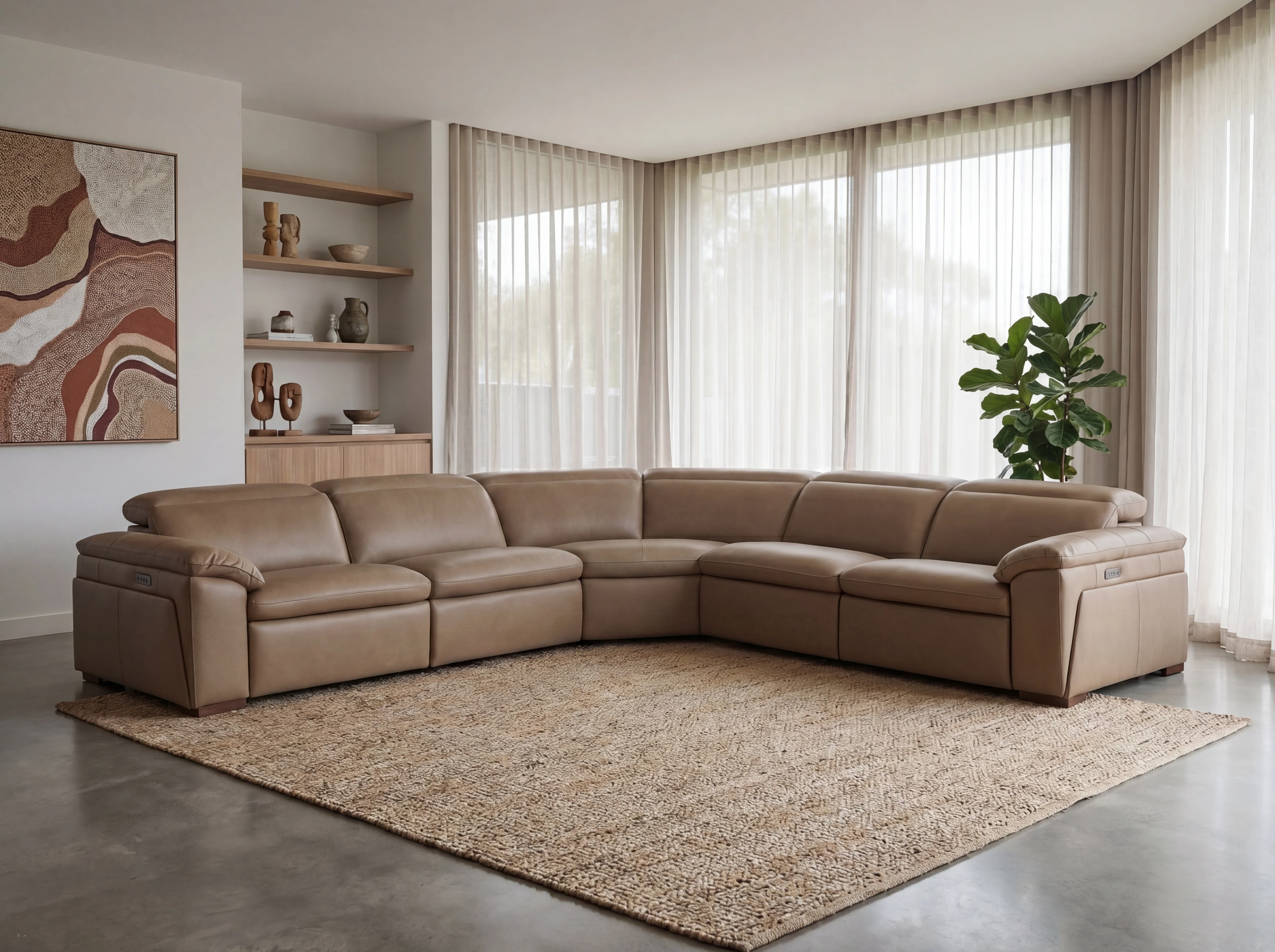 Nevada Leather Reclining Corner Lounge with Adjustable Headrests - Image 6