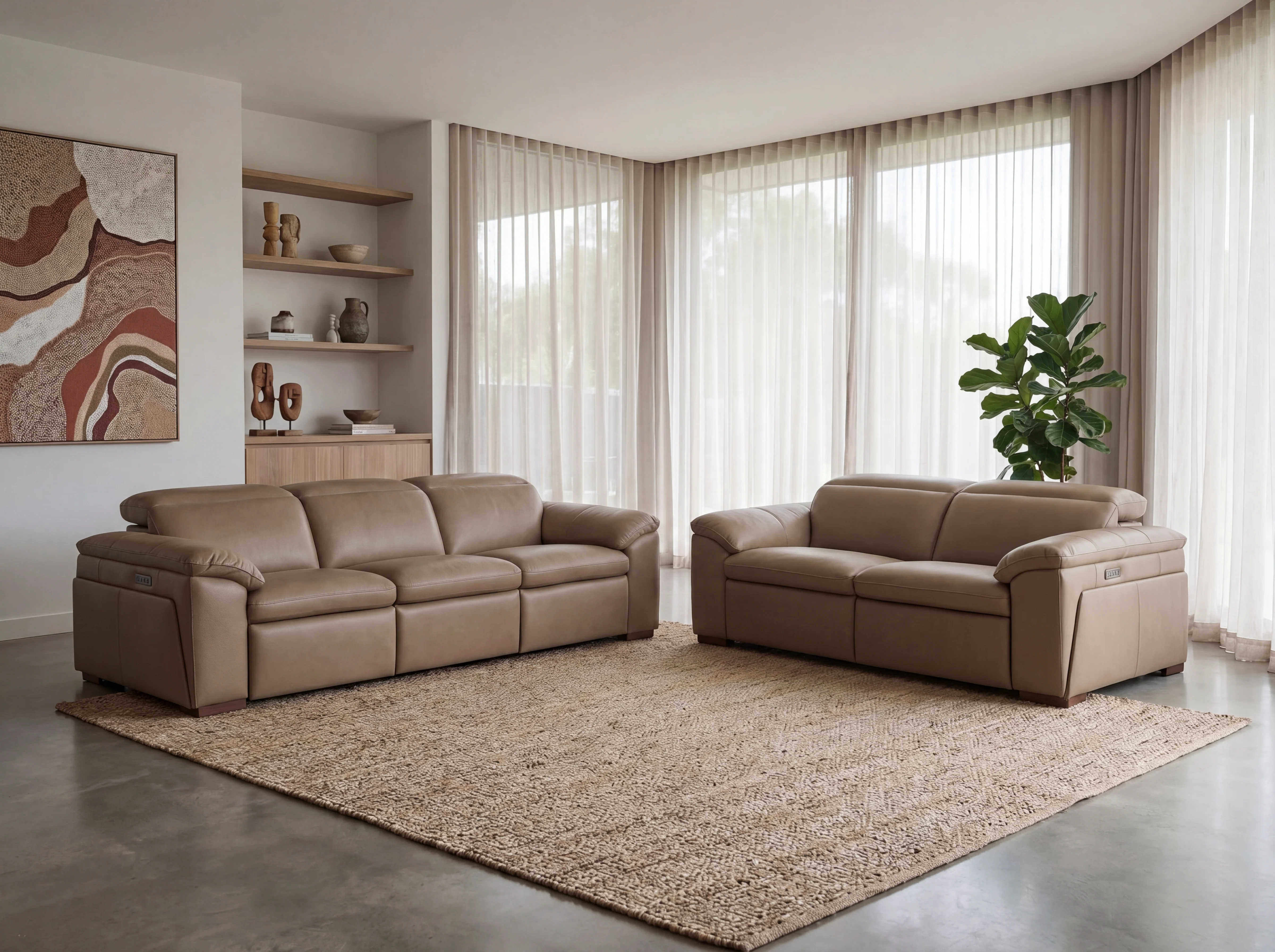 Nevada Leather Reclining Corner Lounge with Adjustable Headrests - Image 7