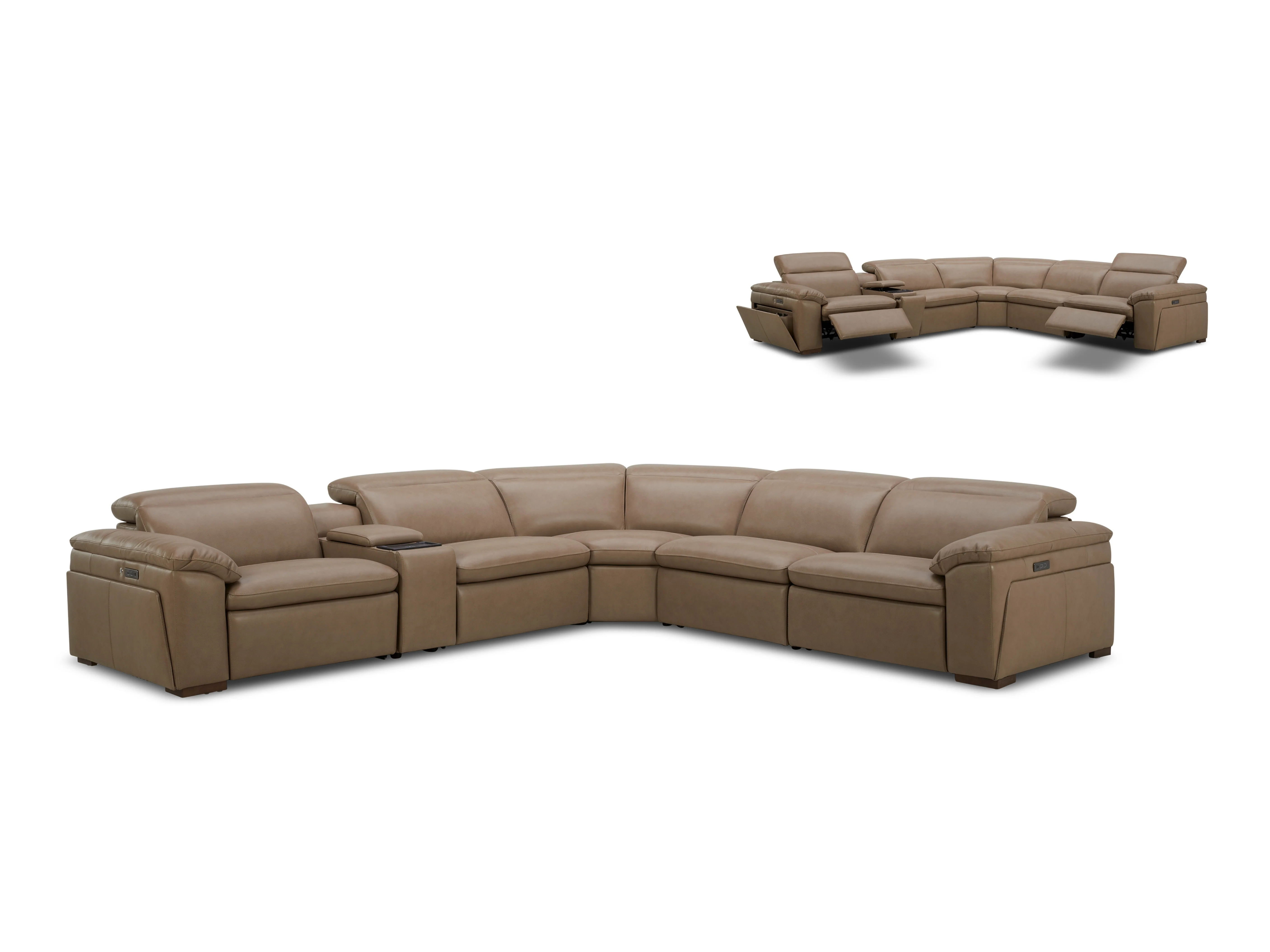 Nevada Leather Reclining Corner Lounge with Adjustable Headrests - Image 9