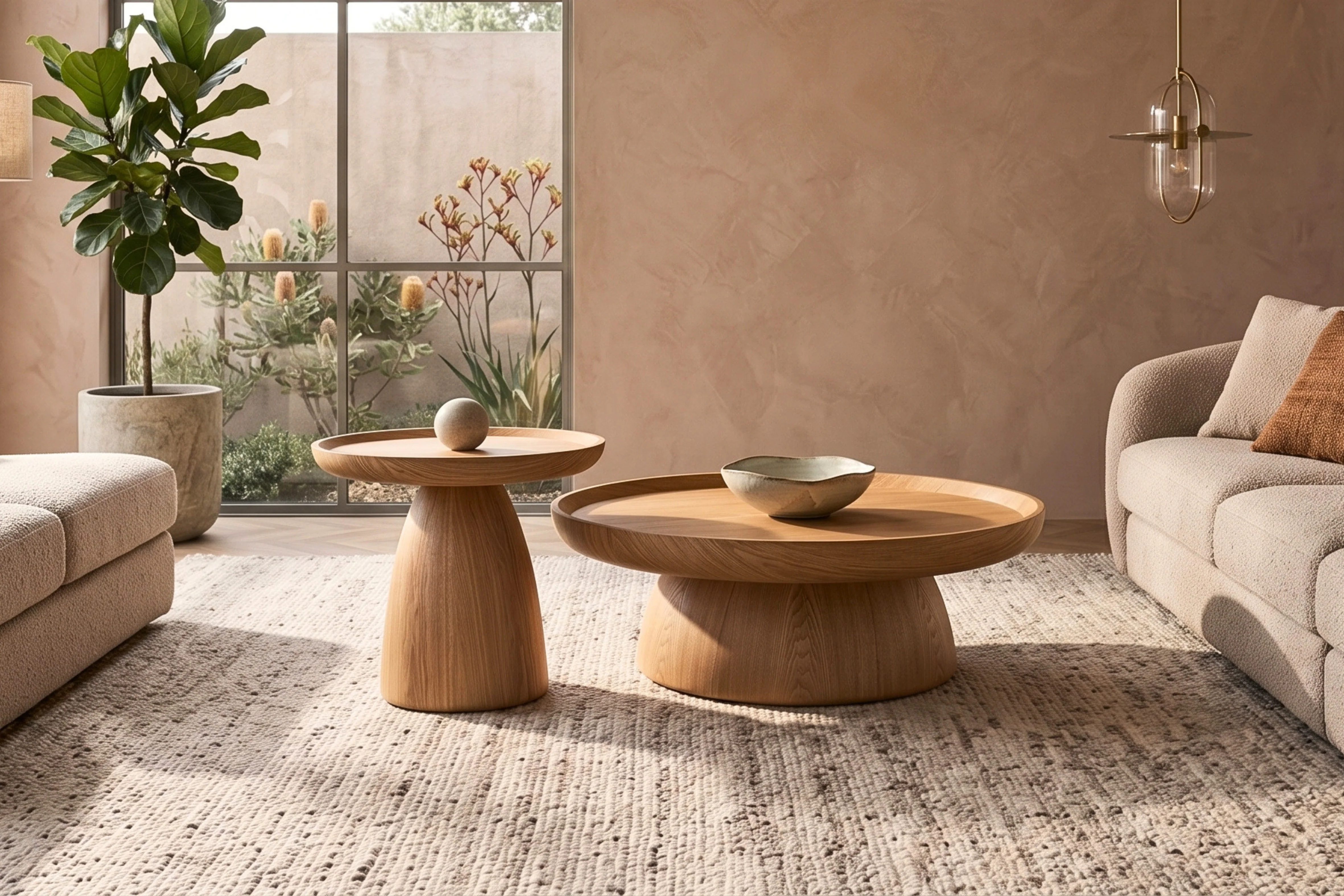 Oakley Ash Veneer Round Coffee Table Set - Image 2
