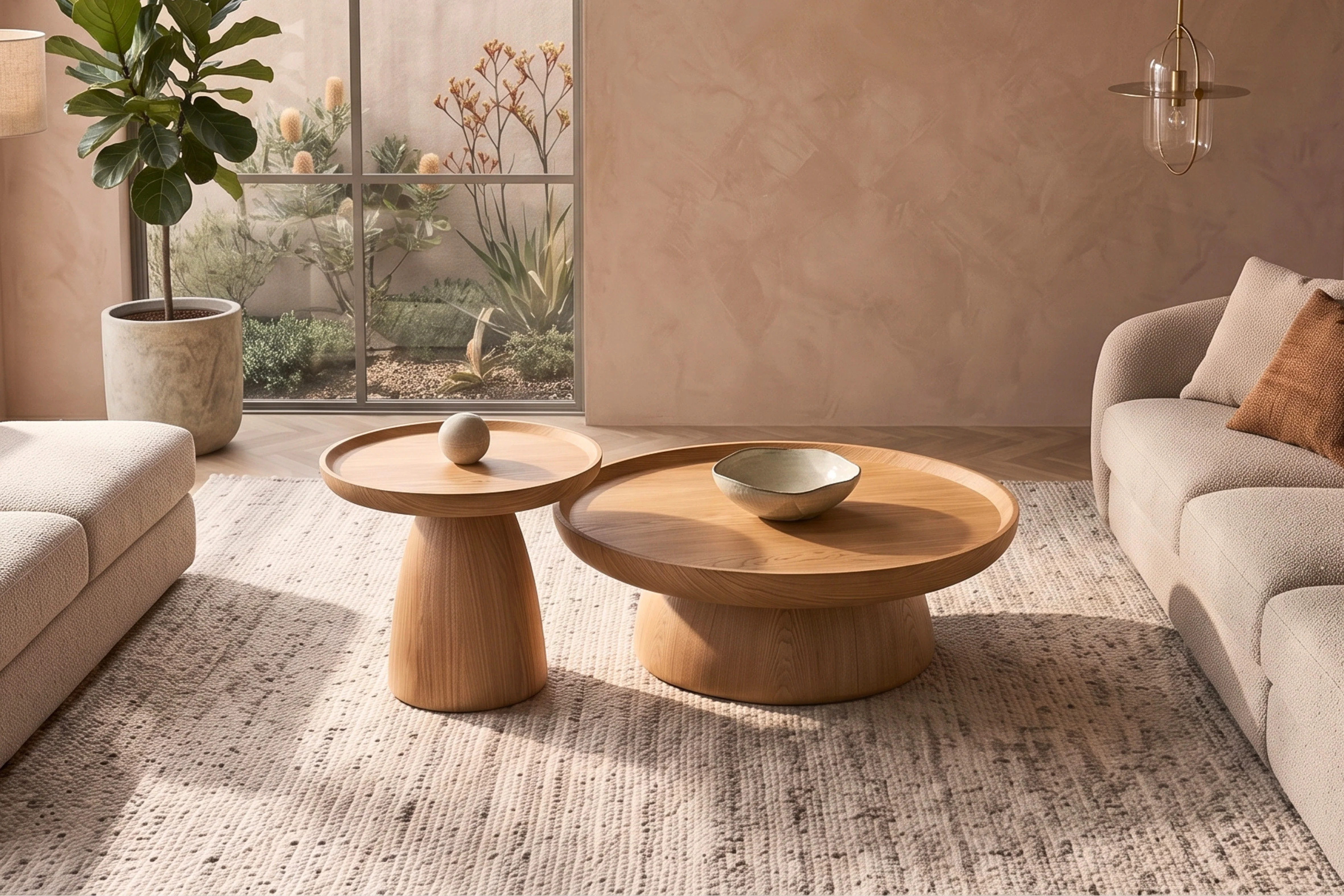 Oakley Ash Veneer Round Coffee Table Set - Image 3