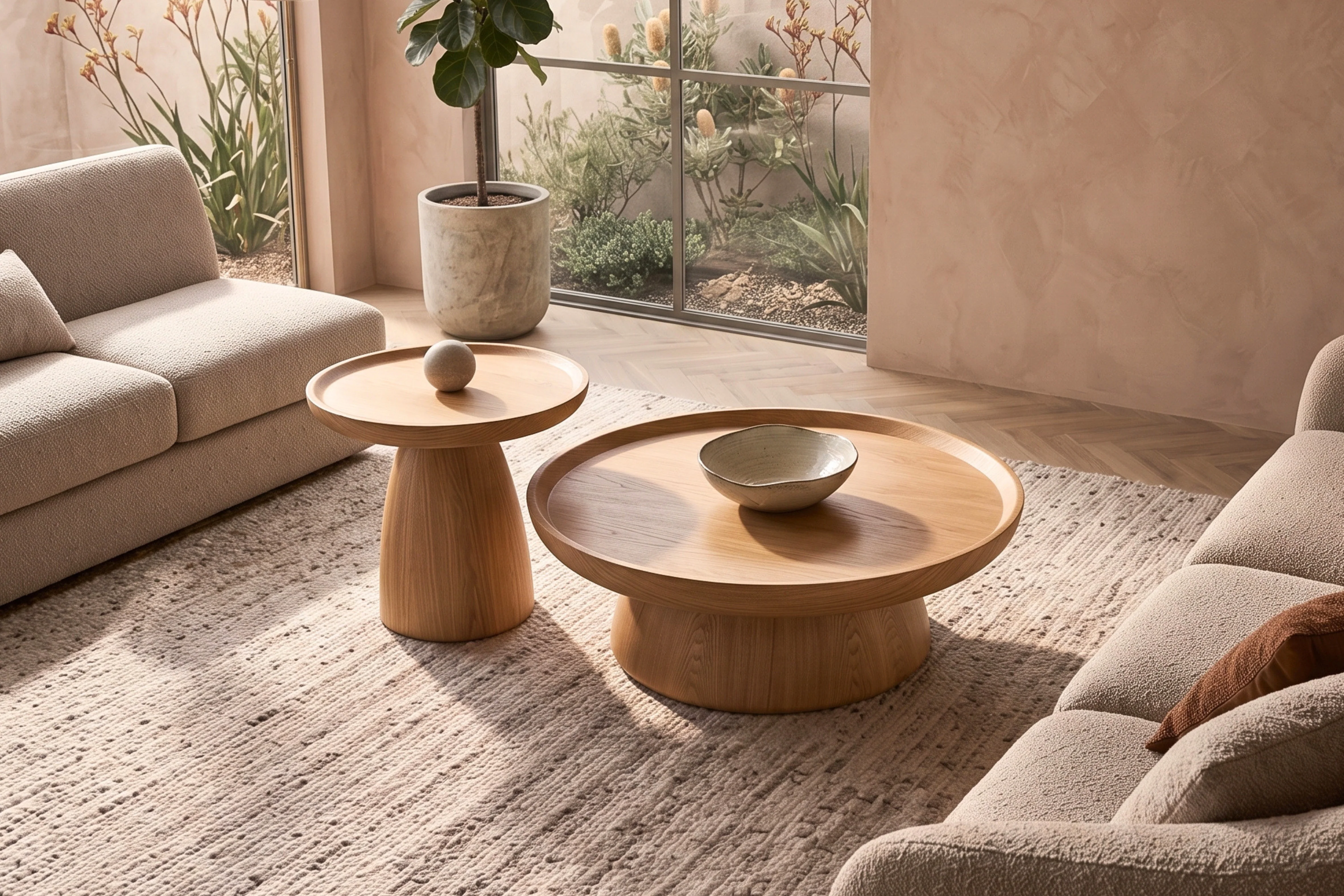 Oakley Ash Veneer Round Coffee Table Set - Image 4
