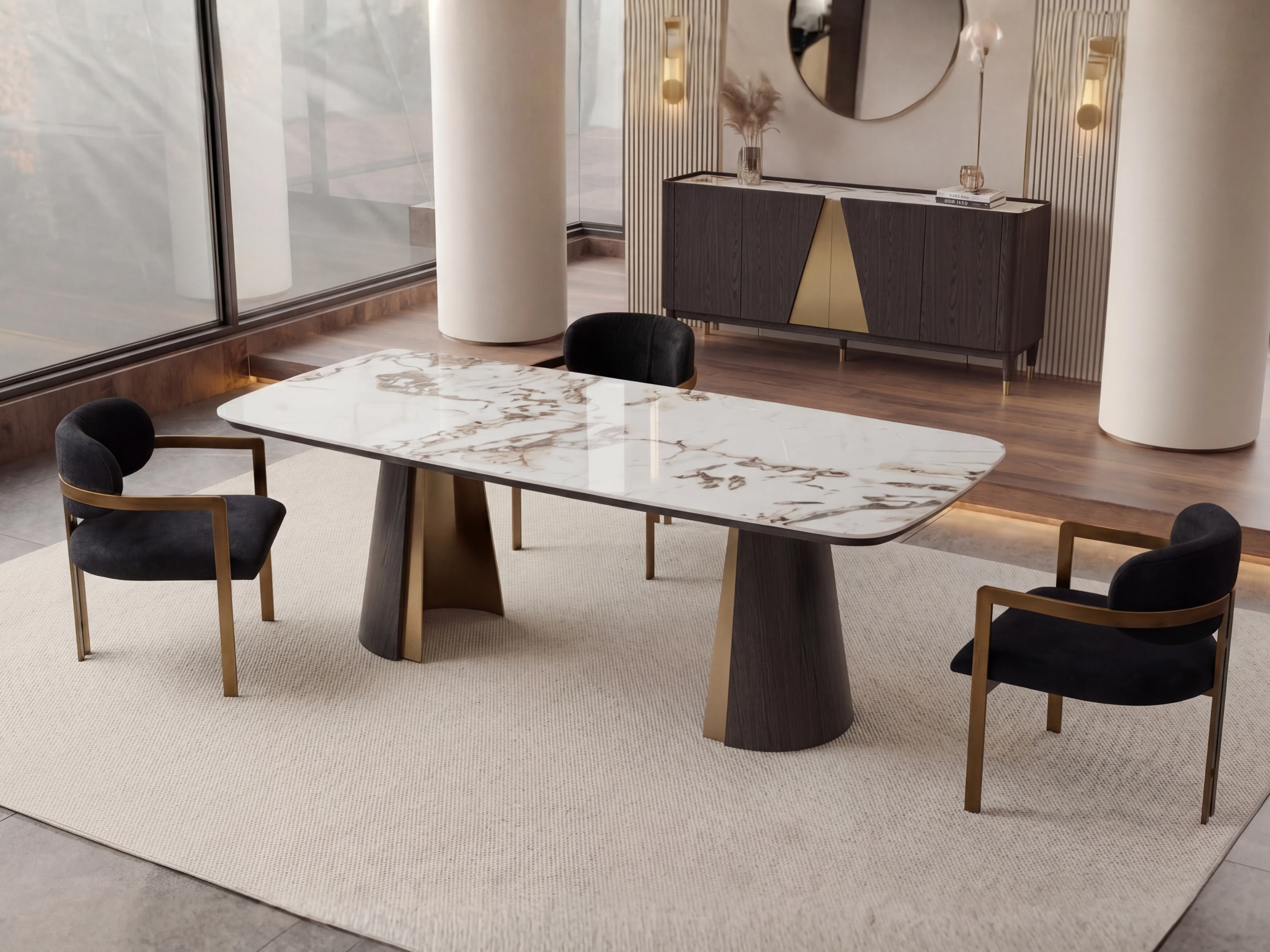 Olmo Fiorito Sintered Stone Dining Table (Black)