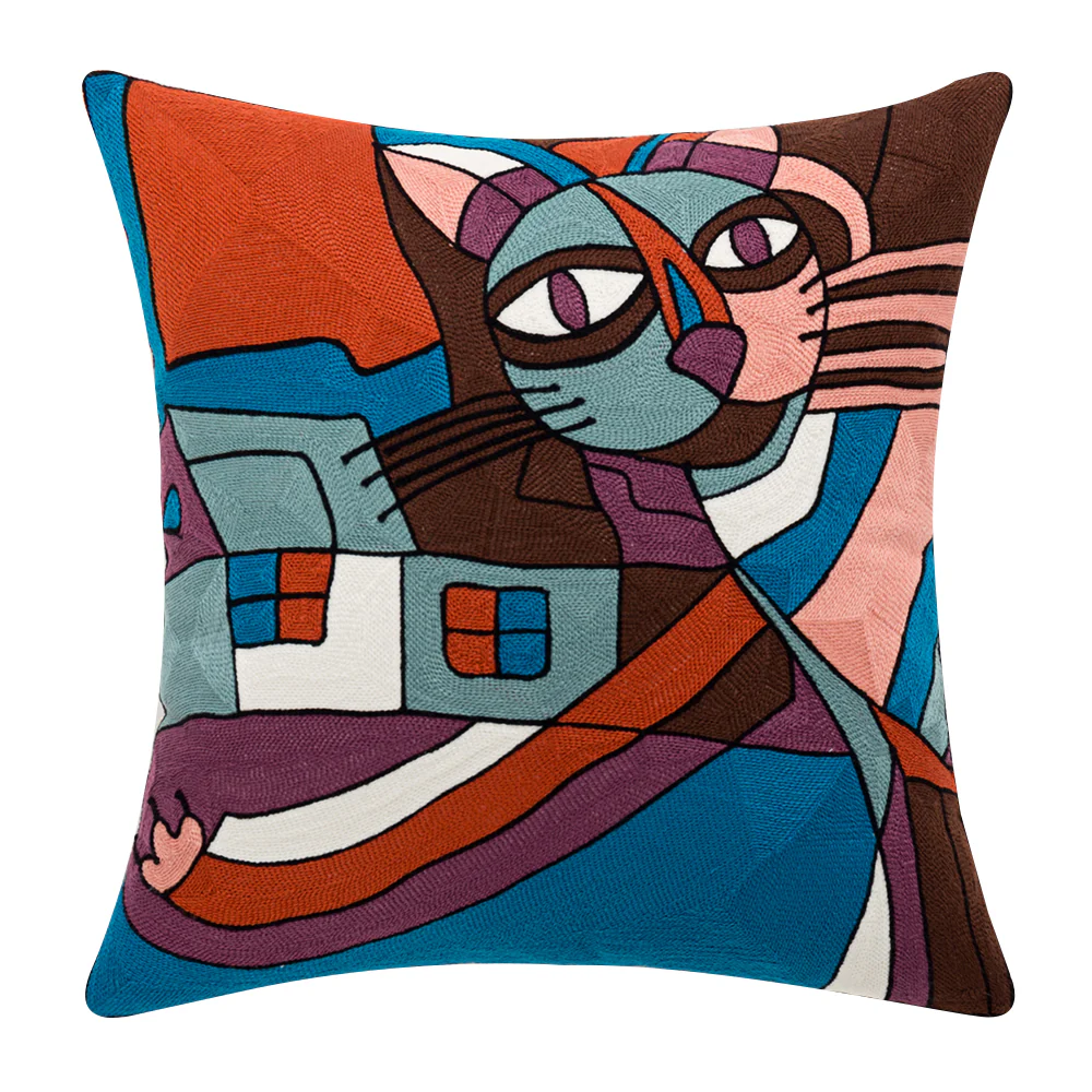 Picasso Inspired Cushions Pillow Covers Abstract Art Embroidered Pillowcases - Image 2