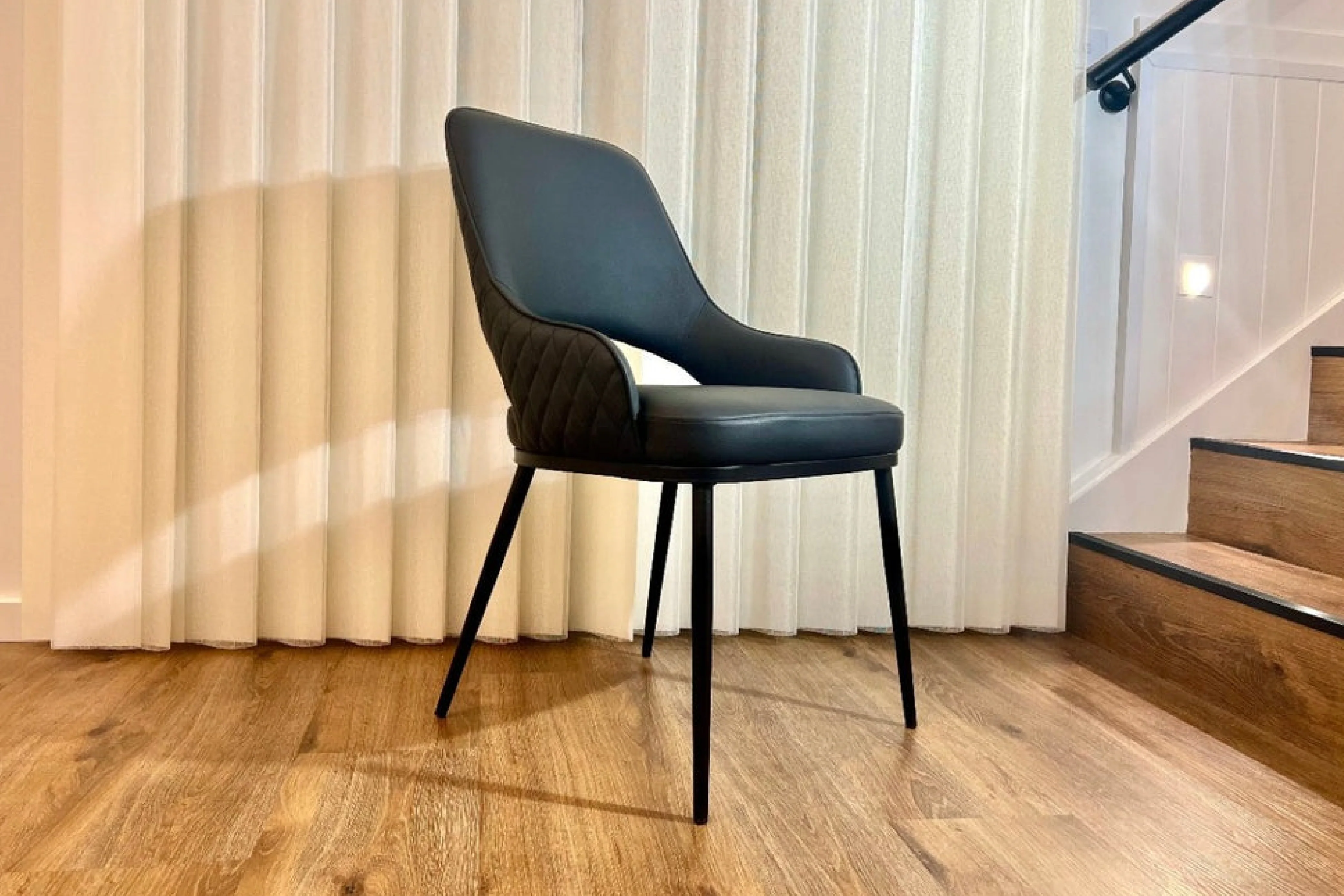 Prada Curved Back Dining Chair with Two-tone Leather Upholstery - Image 4