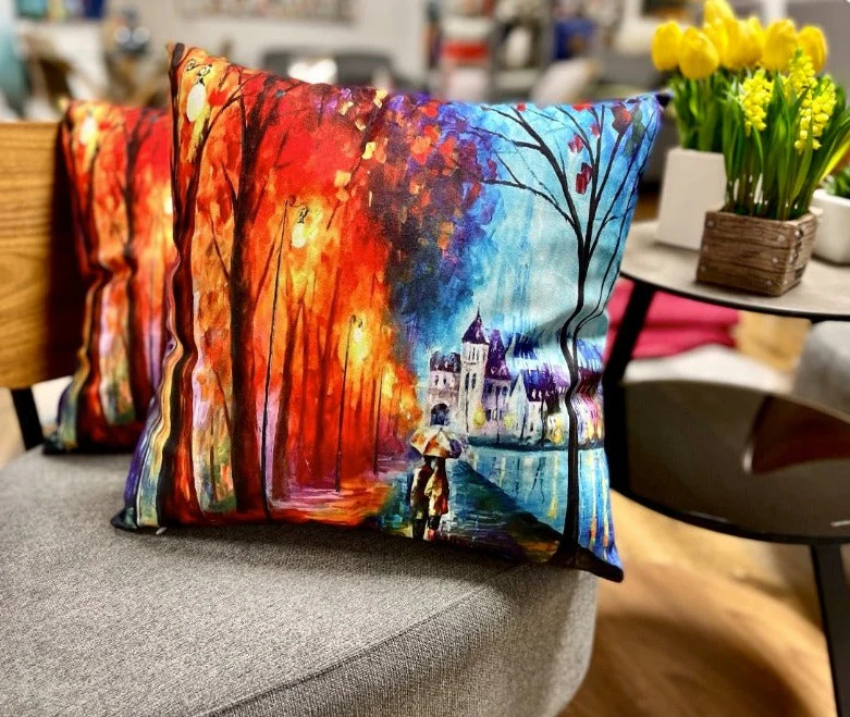 Rainy Autumn Lights Cushion