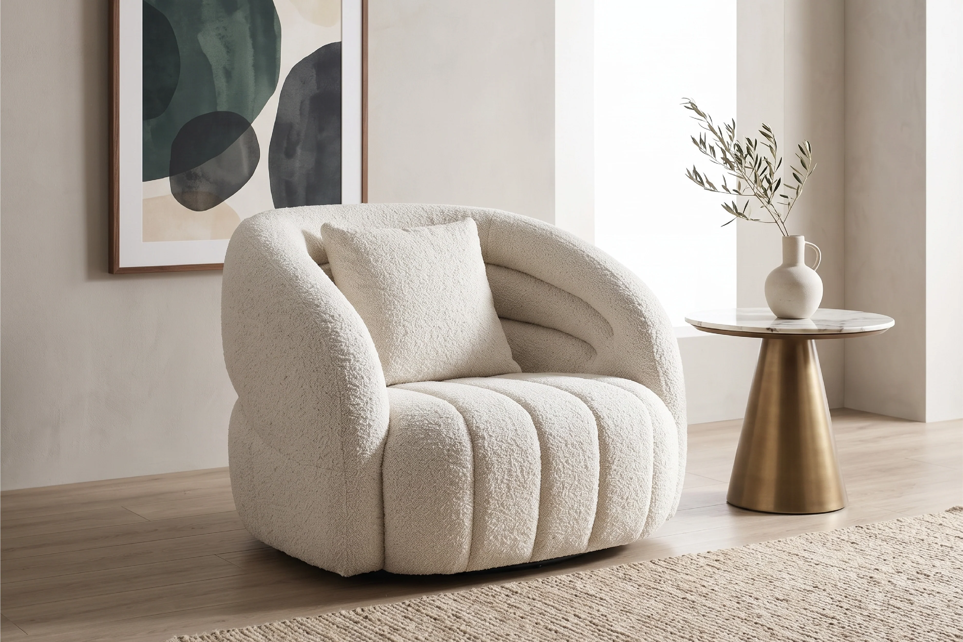 Renali Boucle Cloud Sofa Set – Modern Lounge Sofa - Image 4