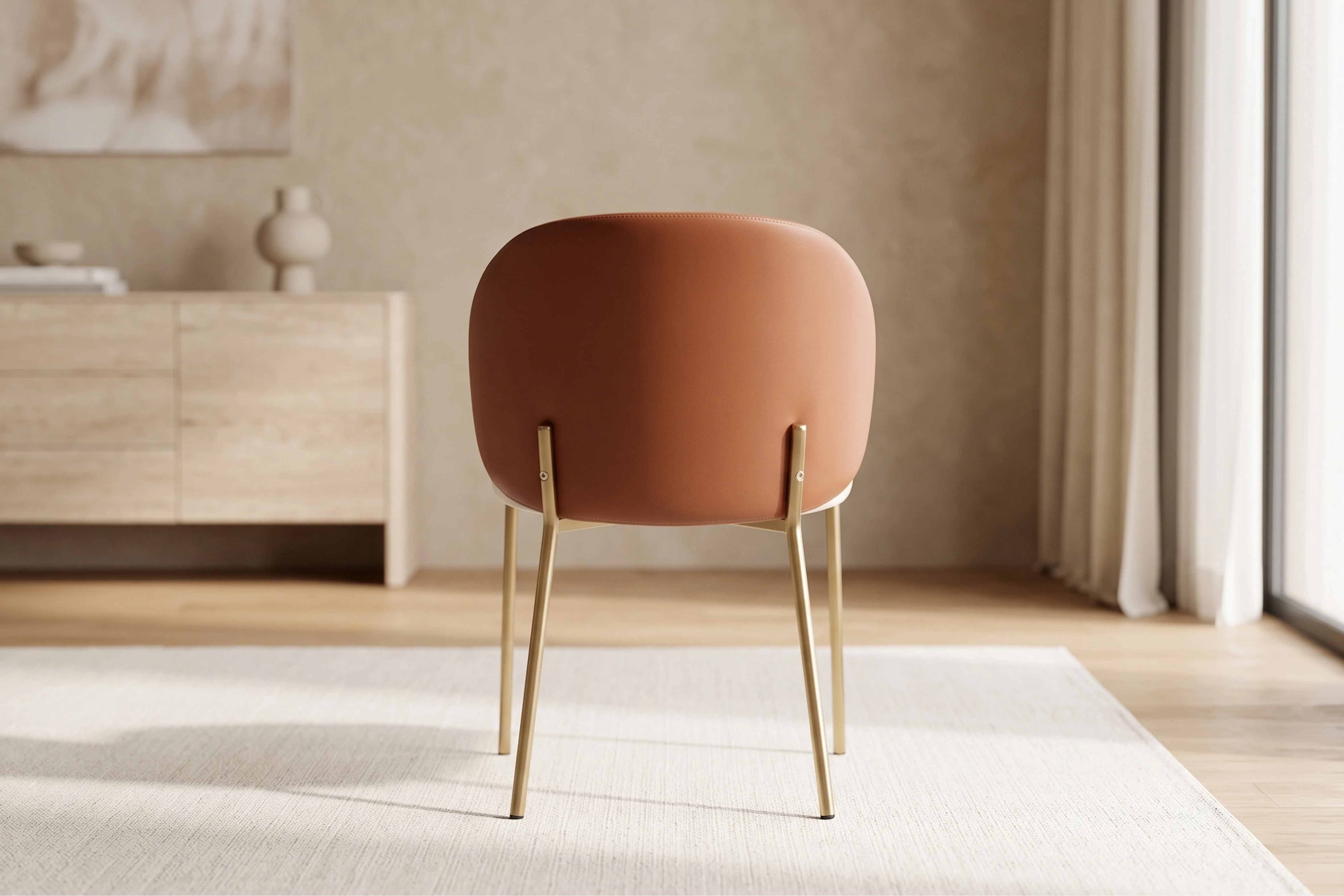 Selena Leather Dining Chair - Cognac Brown - Image 3