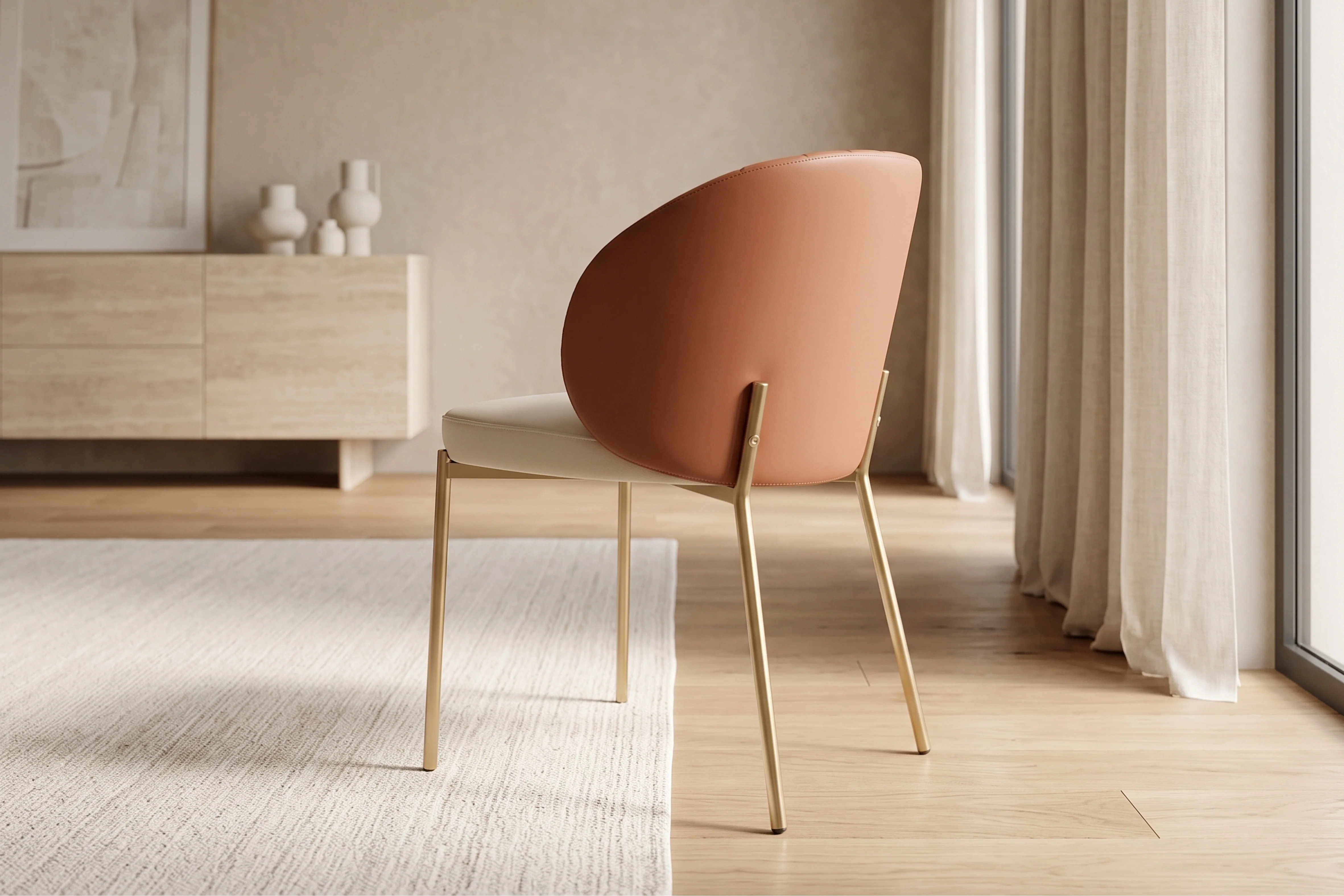 Selena Leather Dining Chair - Cognac Brown - Image 4