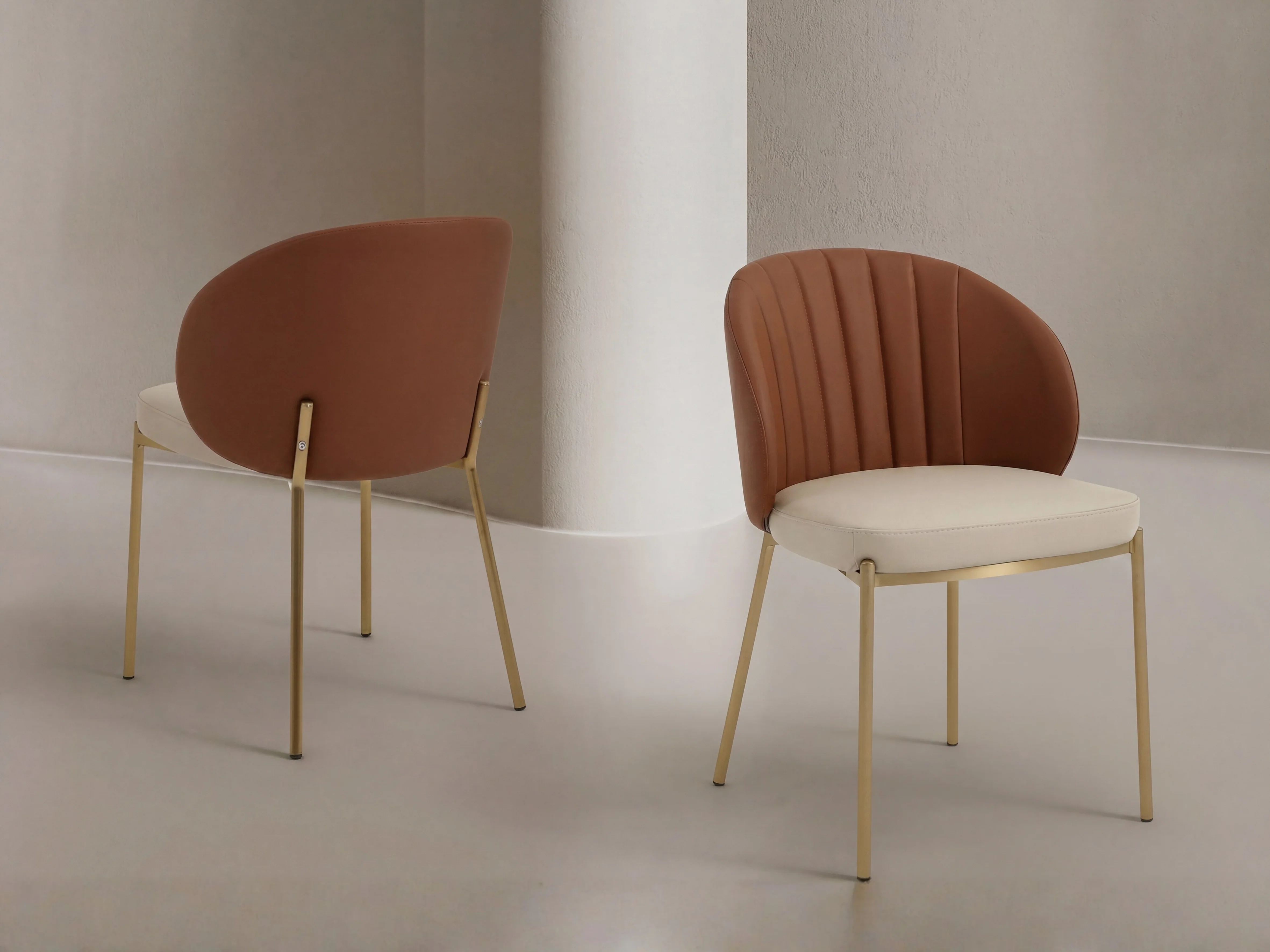 Selena Leather Dining Chair - Cognac Brown - Image 5