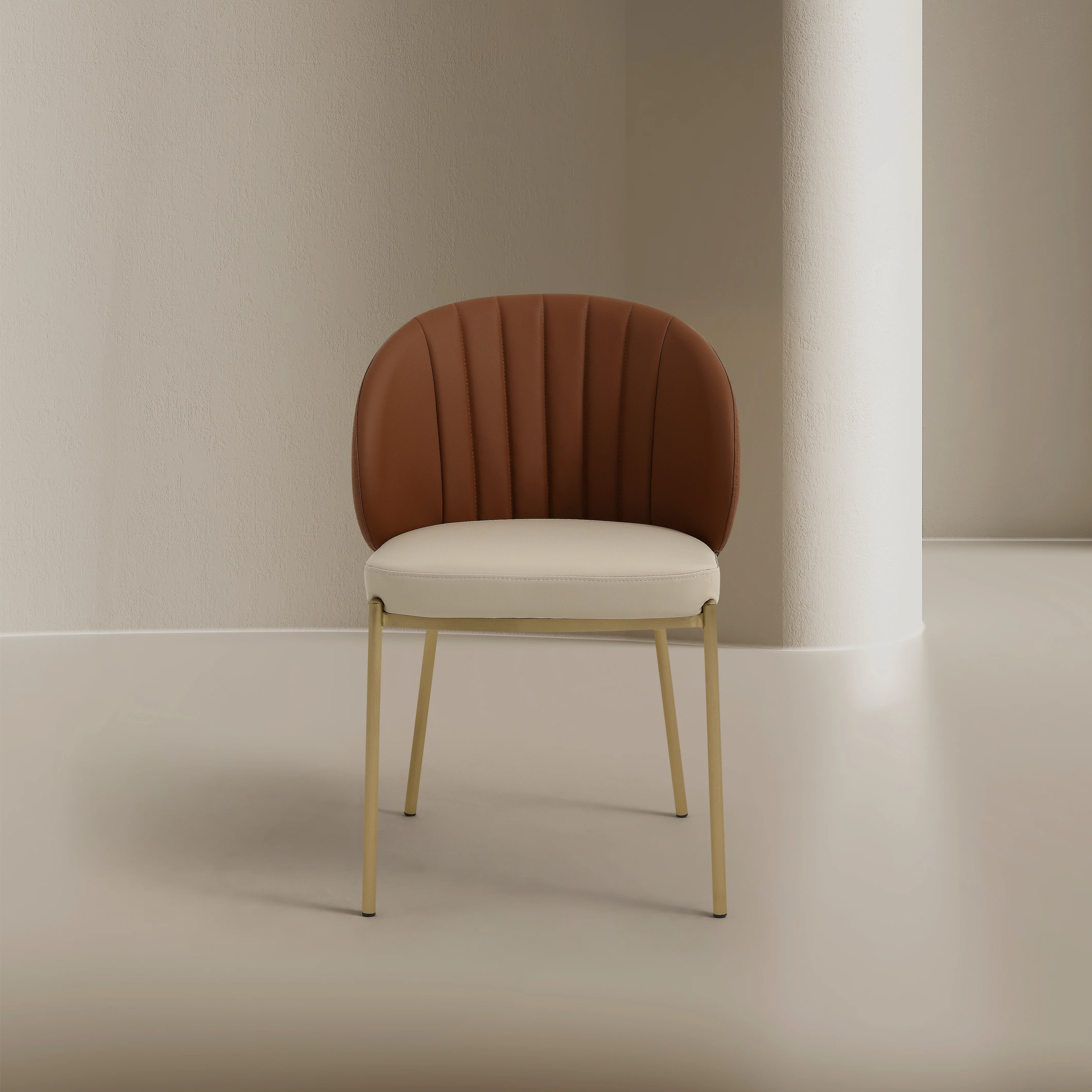 Selena Leather Dining Chair - Cognac Brown - Image 6