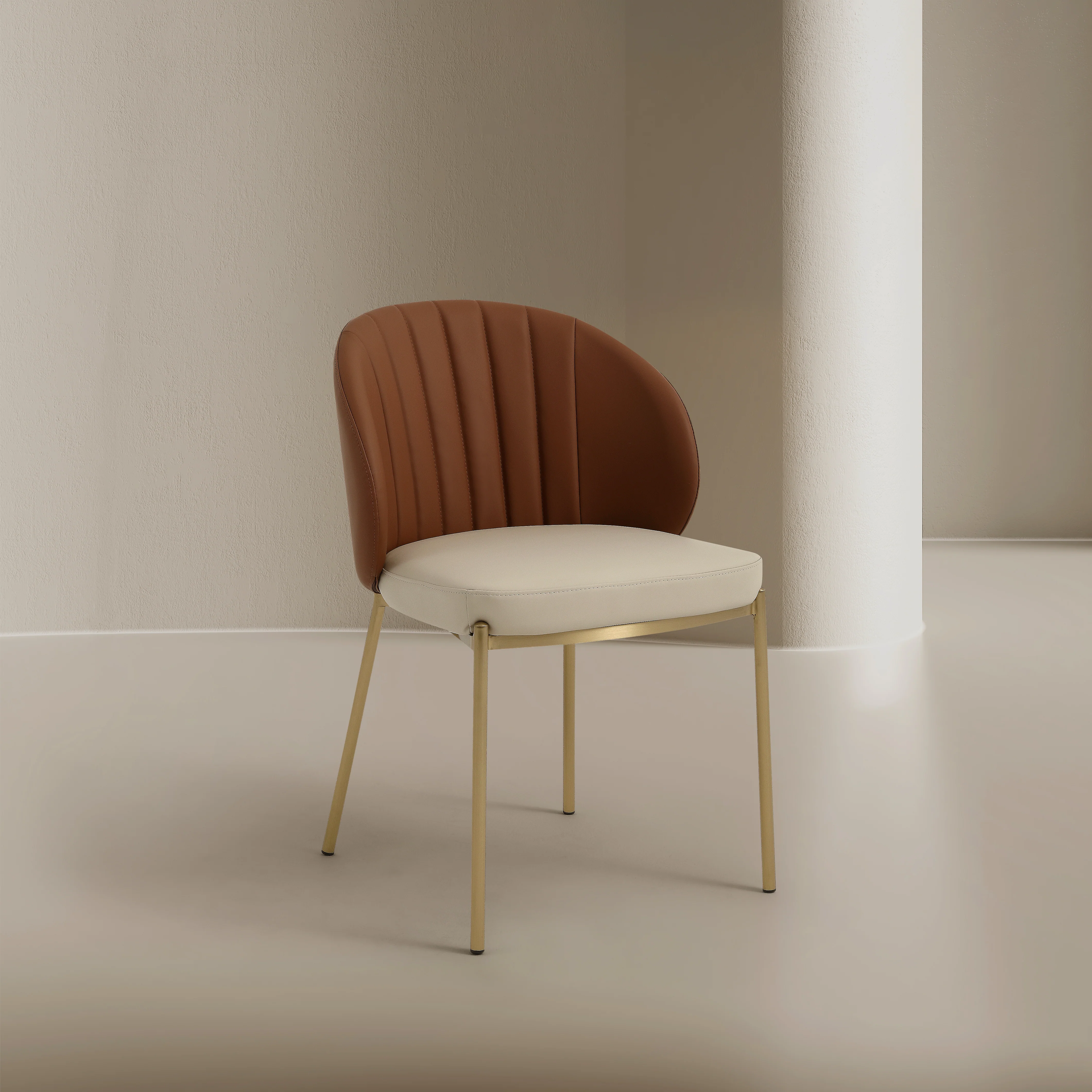 Selena Leather Dining Chair - Cognac Brown - Image 7