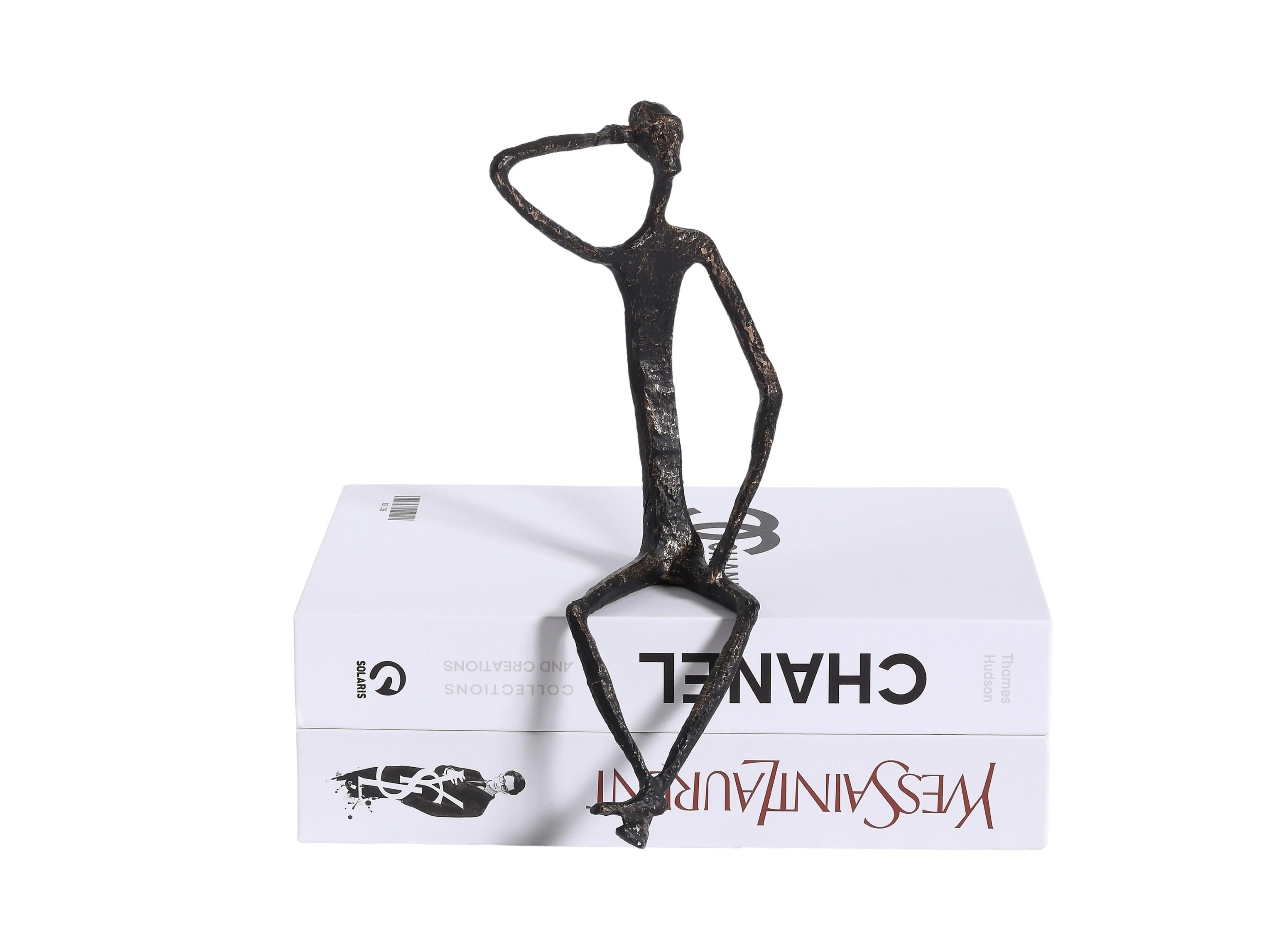 Thinking Man Figurine β Black & Gold Metal Shelf Sculpture - Image 2