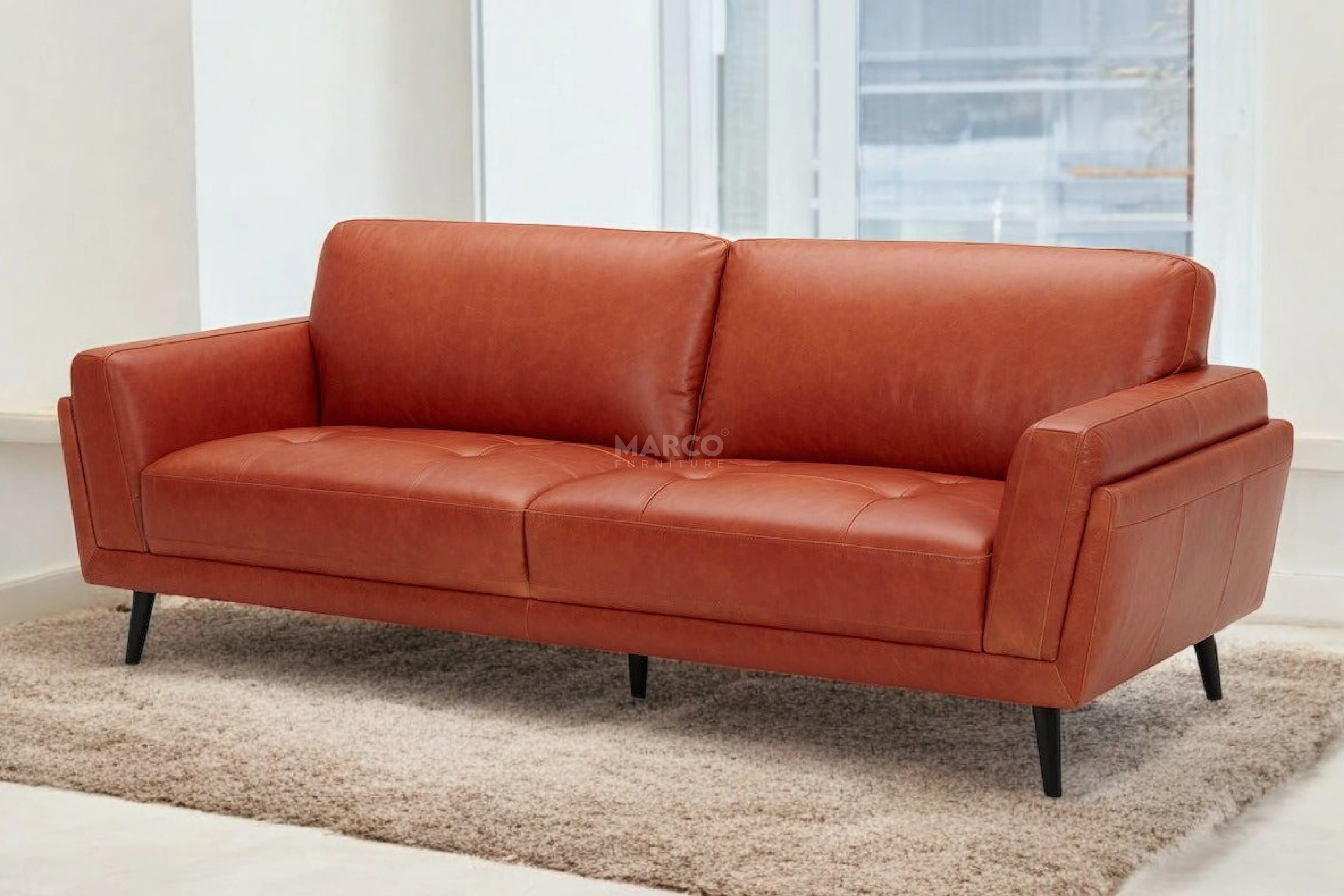Valino Vintage Leather Lounge Sofa – Mid-Century Modern Lounge - Image 5