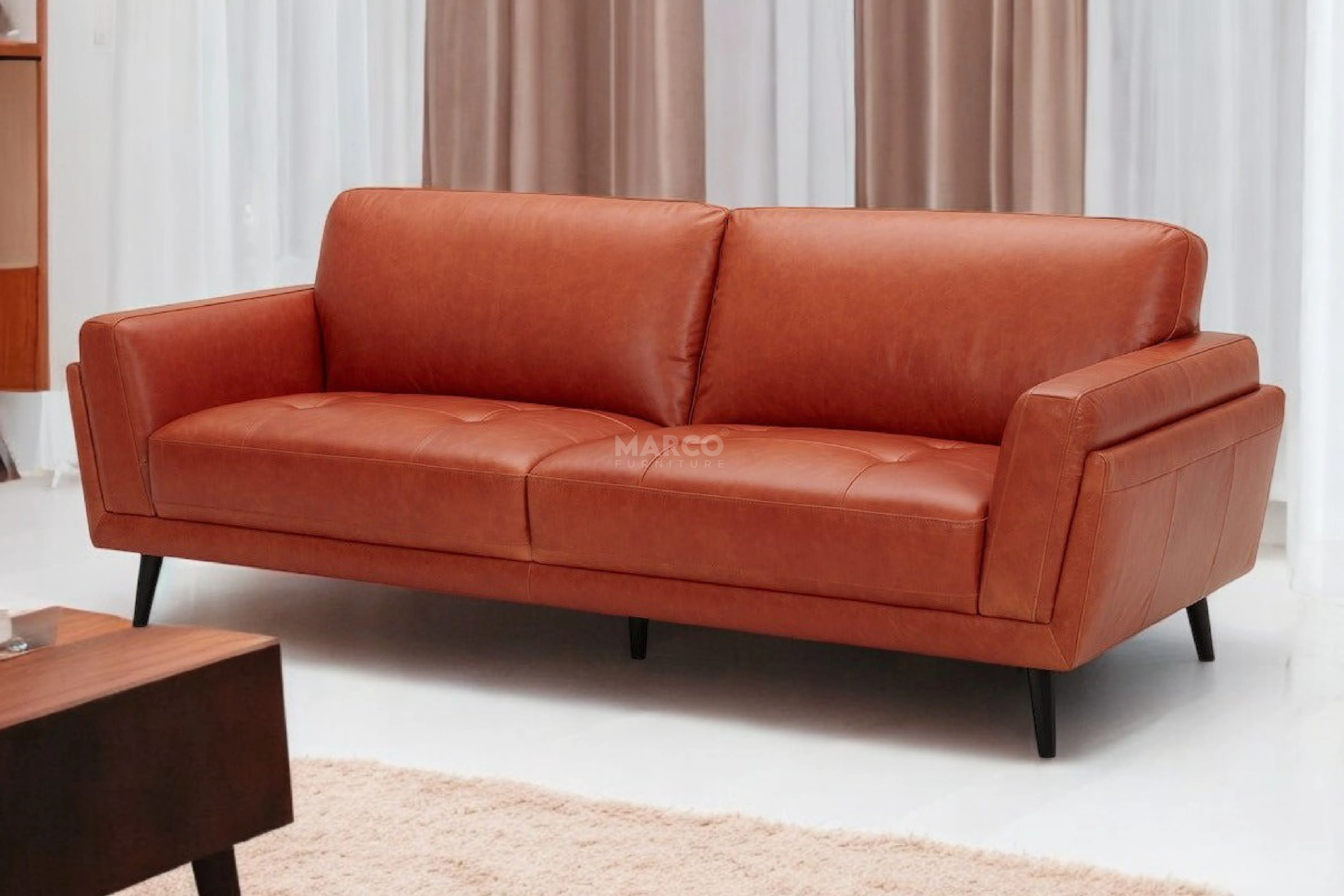 Valino Vintage Leather Lounge Sofa – Mid-Century Modern Lounge - Image 6