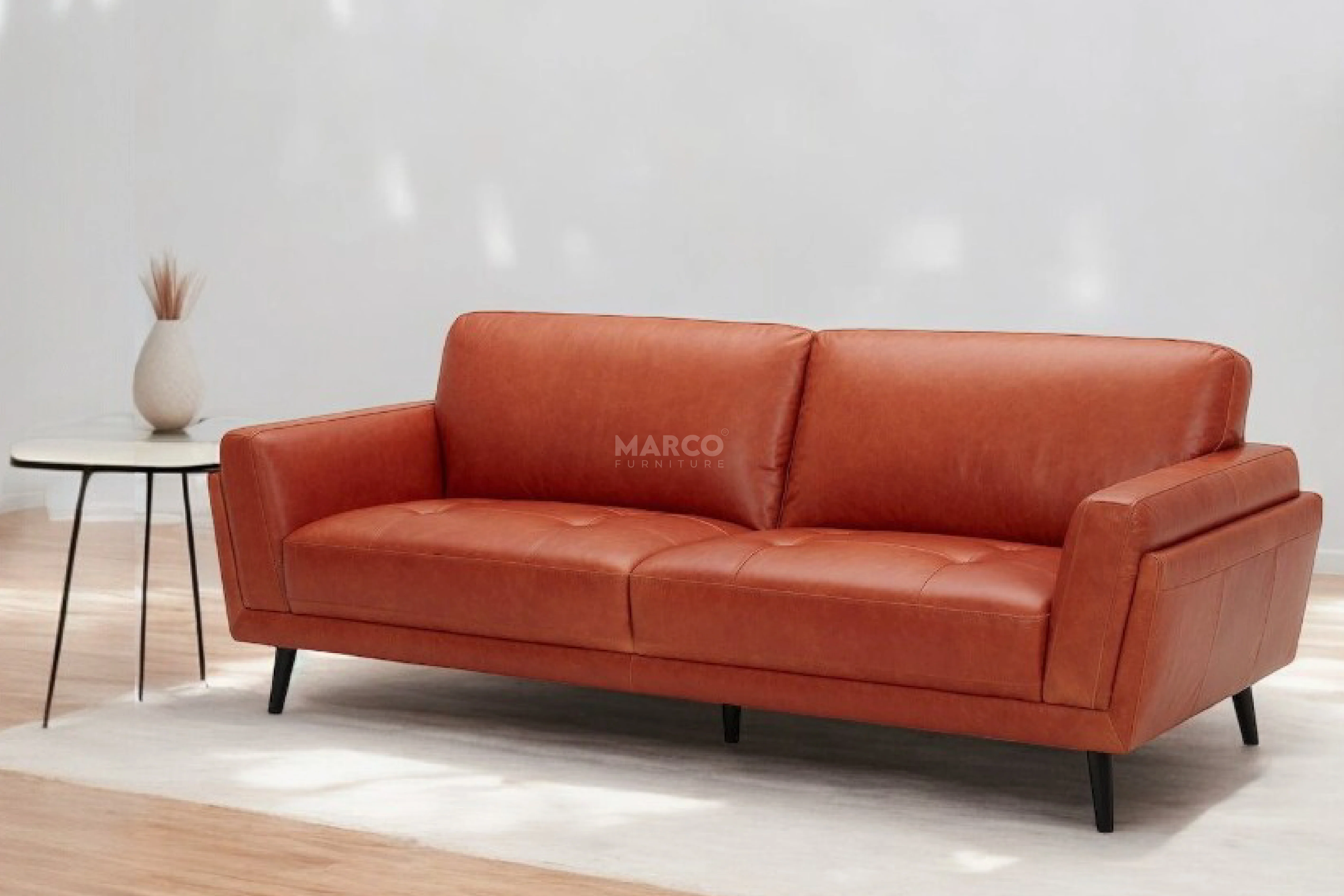 Valino Vintage Leather Lounge Sofa – Mid-Century Modern Lounge - Image 7