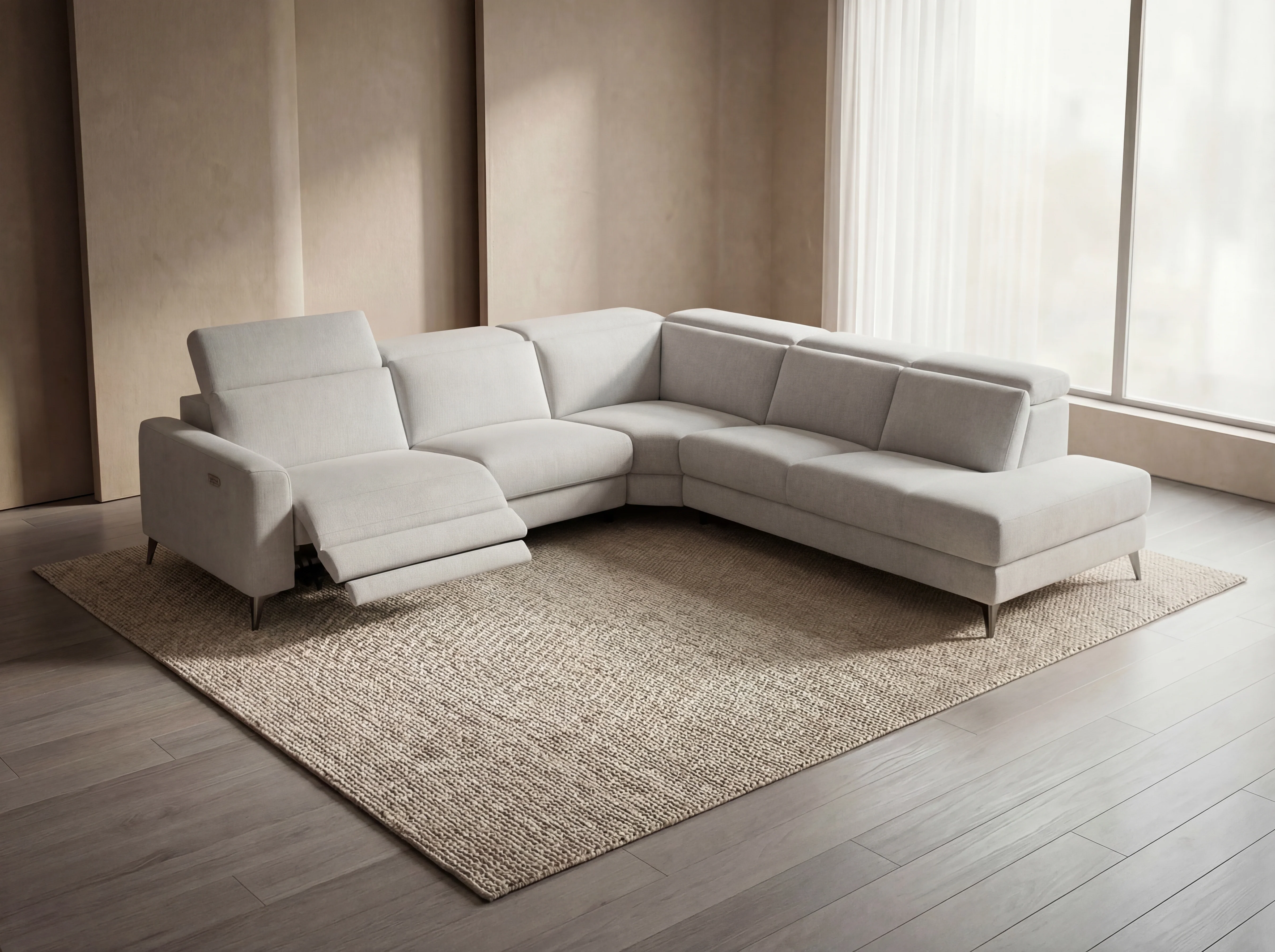Vegas Fabric Modular Corner Lounge with Electric Recliner - Image 3