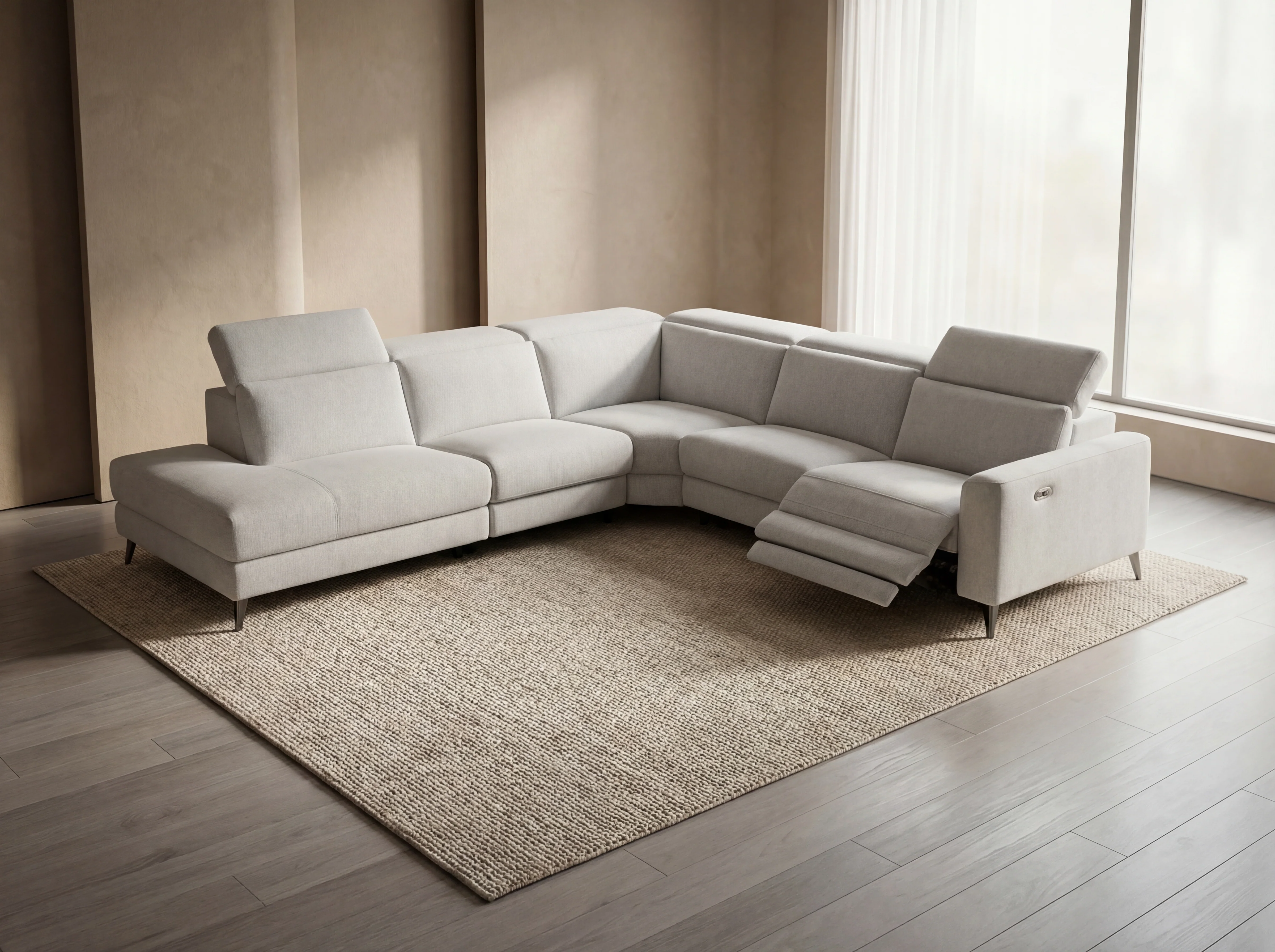 Vegas Fabric Modular Corner Lounge with Electric Recliner - Image 5