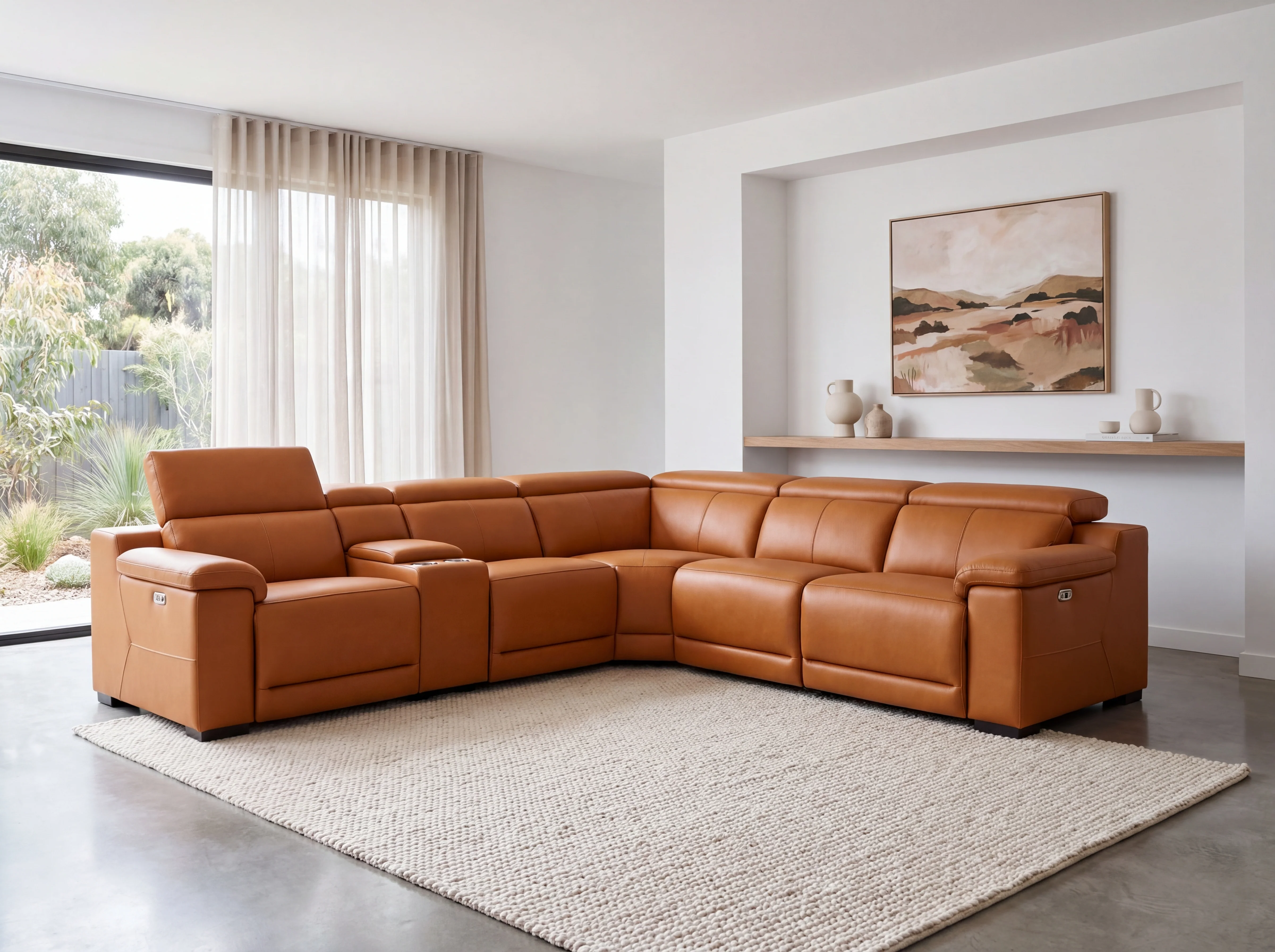 Victoria L-Shape Leather Lounge - Modular Corner Recliner Sofa - Image 10