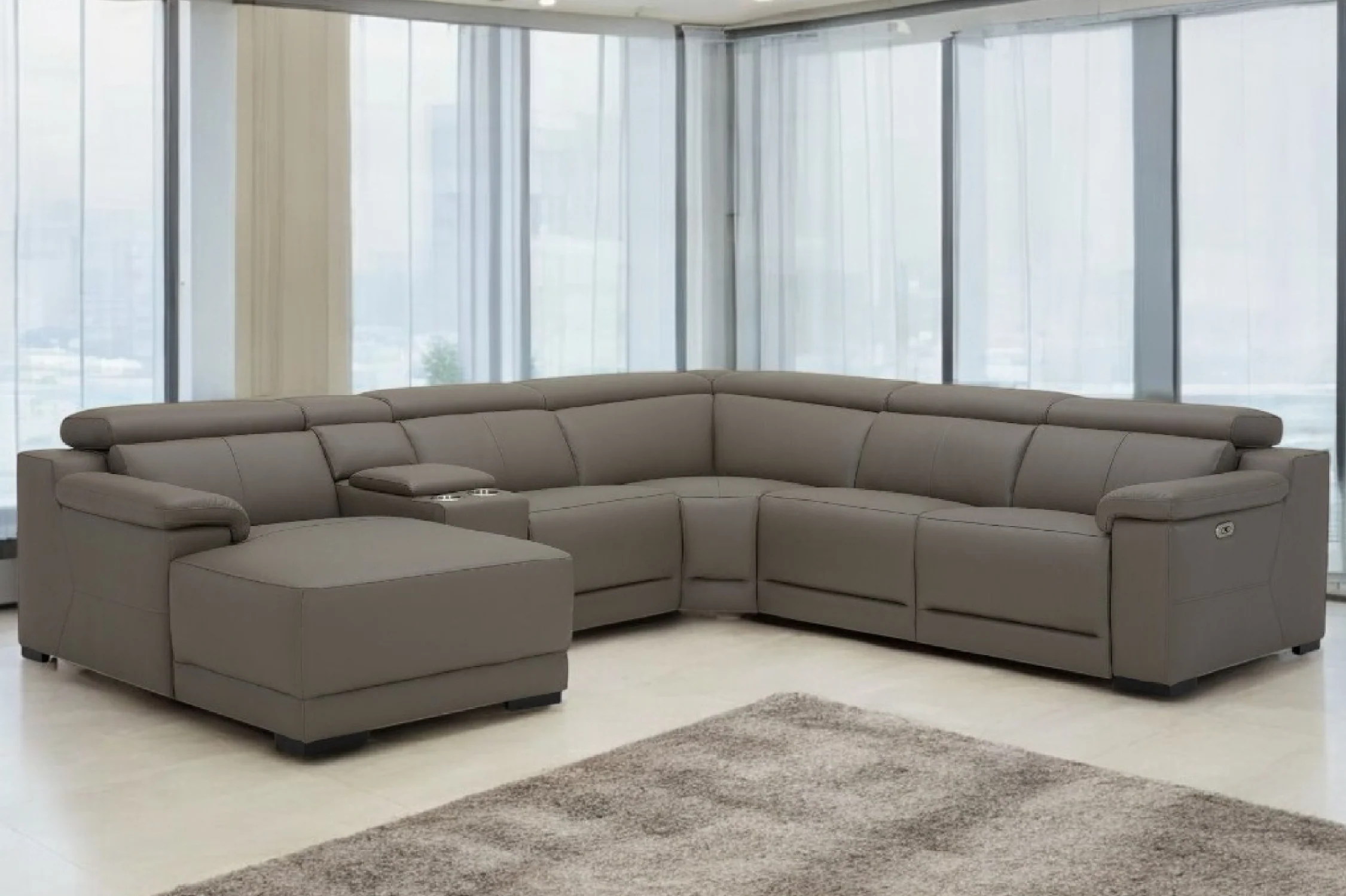 Victoria L-Shape Leather Lounge - Modular Corner Recliner Sofa - Image 12