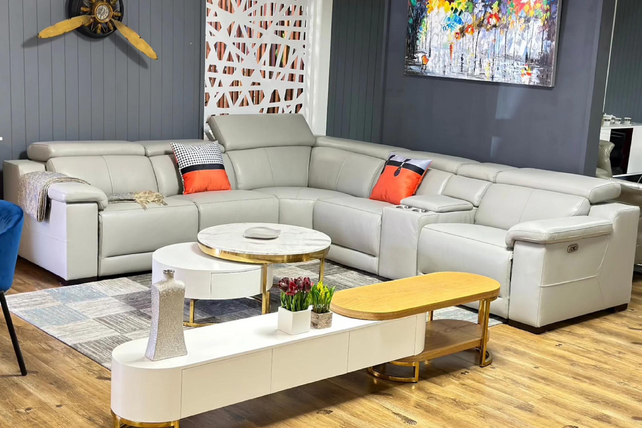 Victoria L-Shape Leather Lounge - Modular Corner Recliner Sofa - Image 15