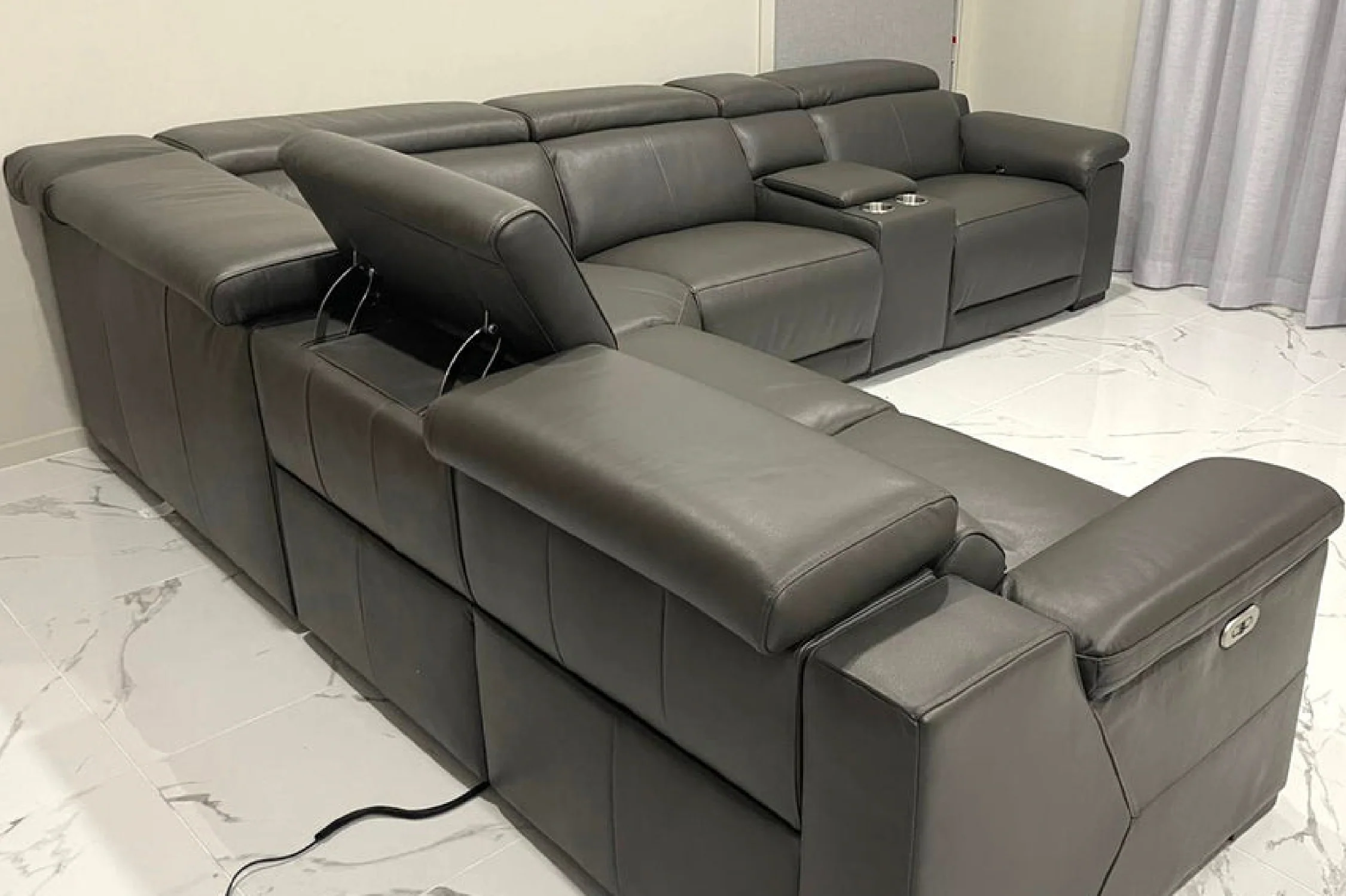 Victoria L-Shape Leather Lounge - Modular Corner Recliner Sofa - Image 17