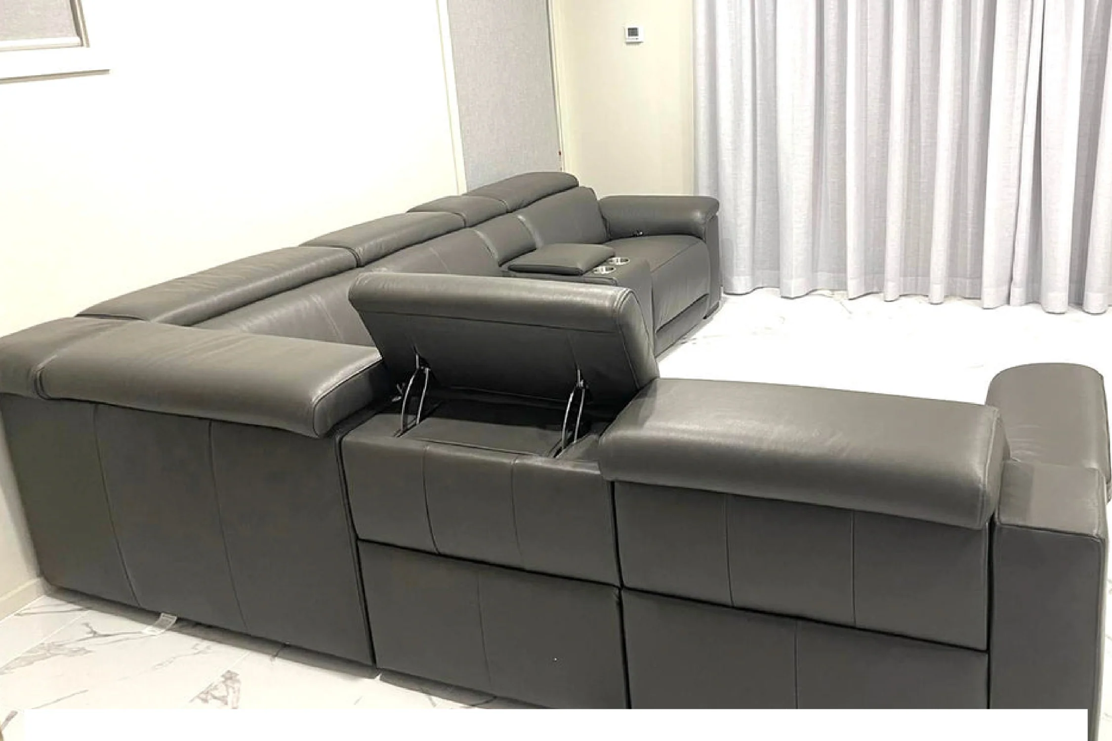 Victoria L-Shape Leather Lounge - Modular Corner Recliner Sofa - Image 18