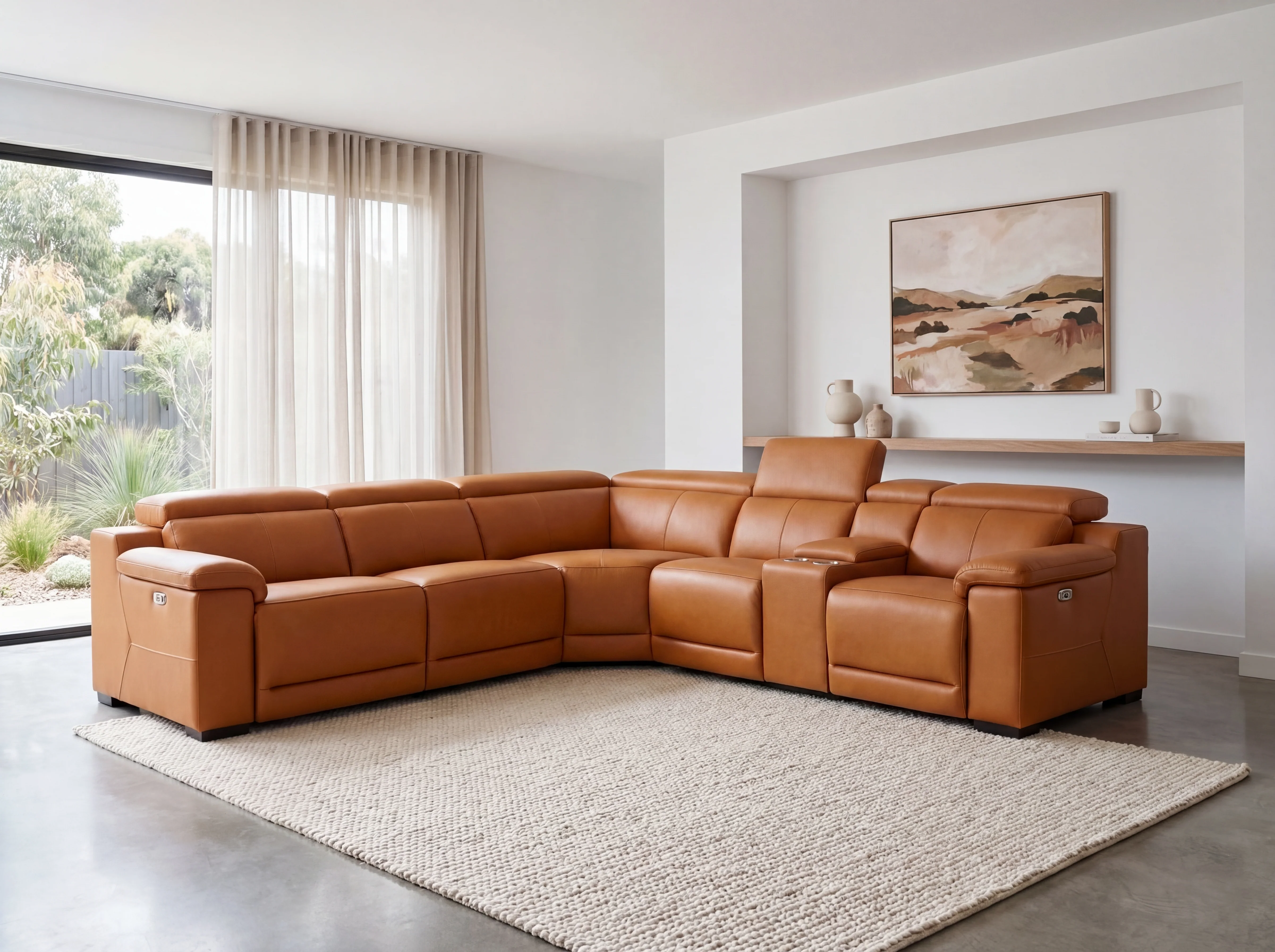 Victoria L-Shape Leather Lounge - Modular Corner Recliner Sofa - Image 4