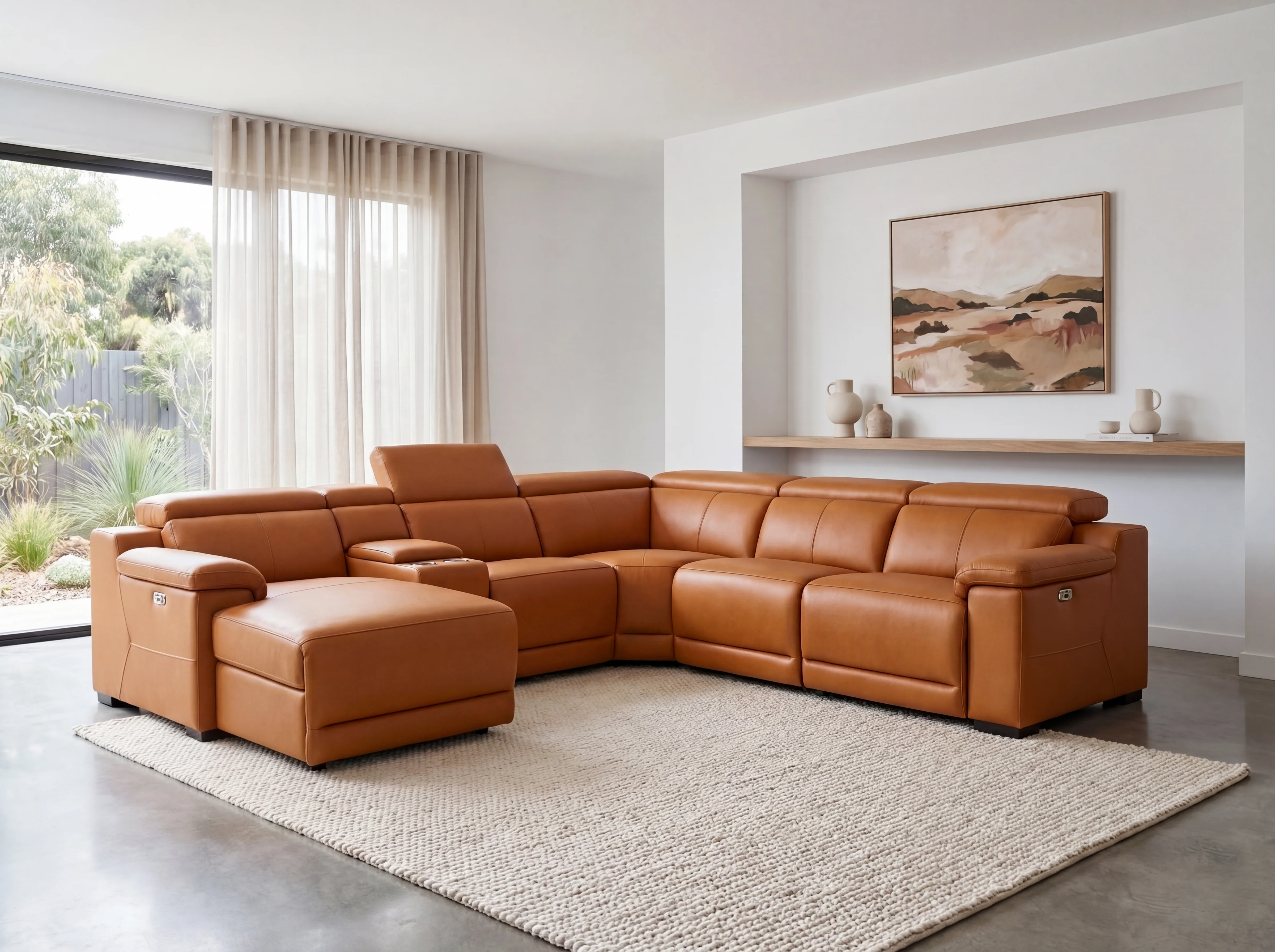 Victoria L-Shape Leather Lounge - Modular Corner Recliner Sofa - Image 6