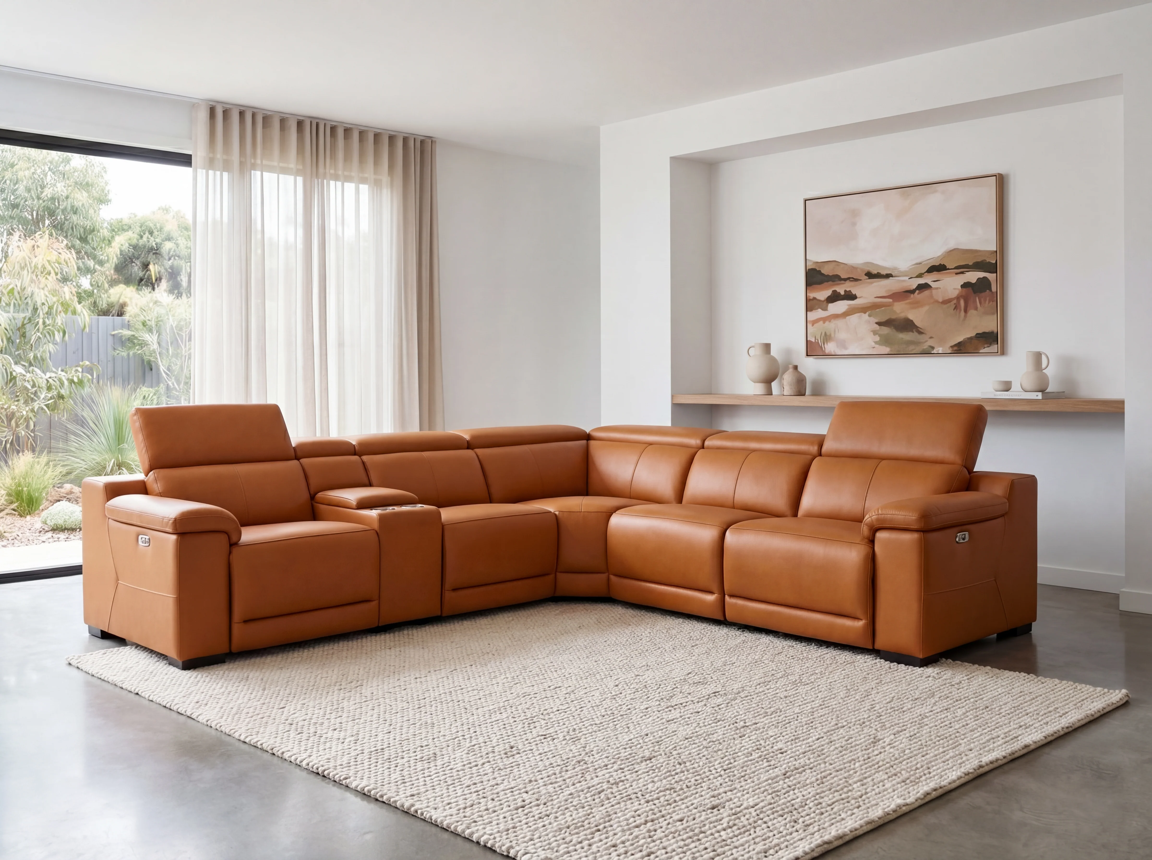 Victoria L-Shape Leather Lounge - Modular Corner Recliner Sofa - Image 7