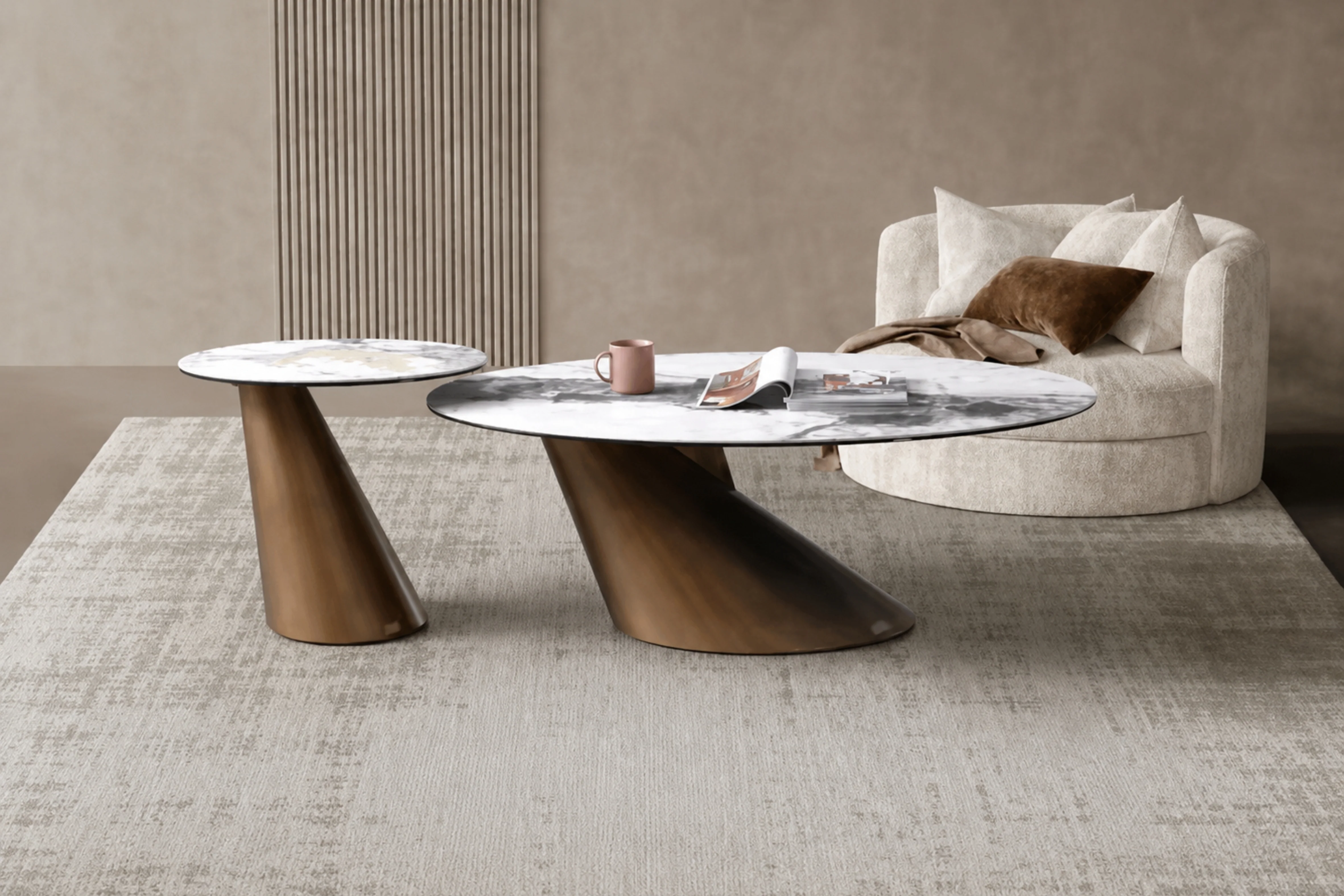 Vita Luno Sintered Stone Corner Table - Image 2