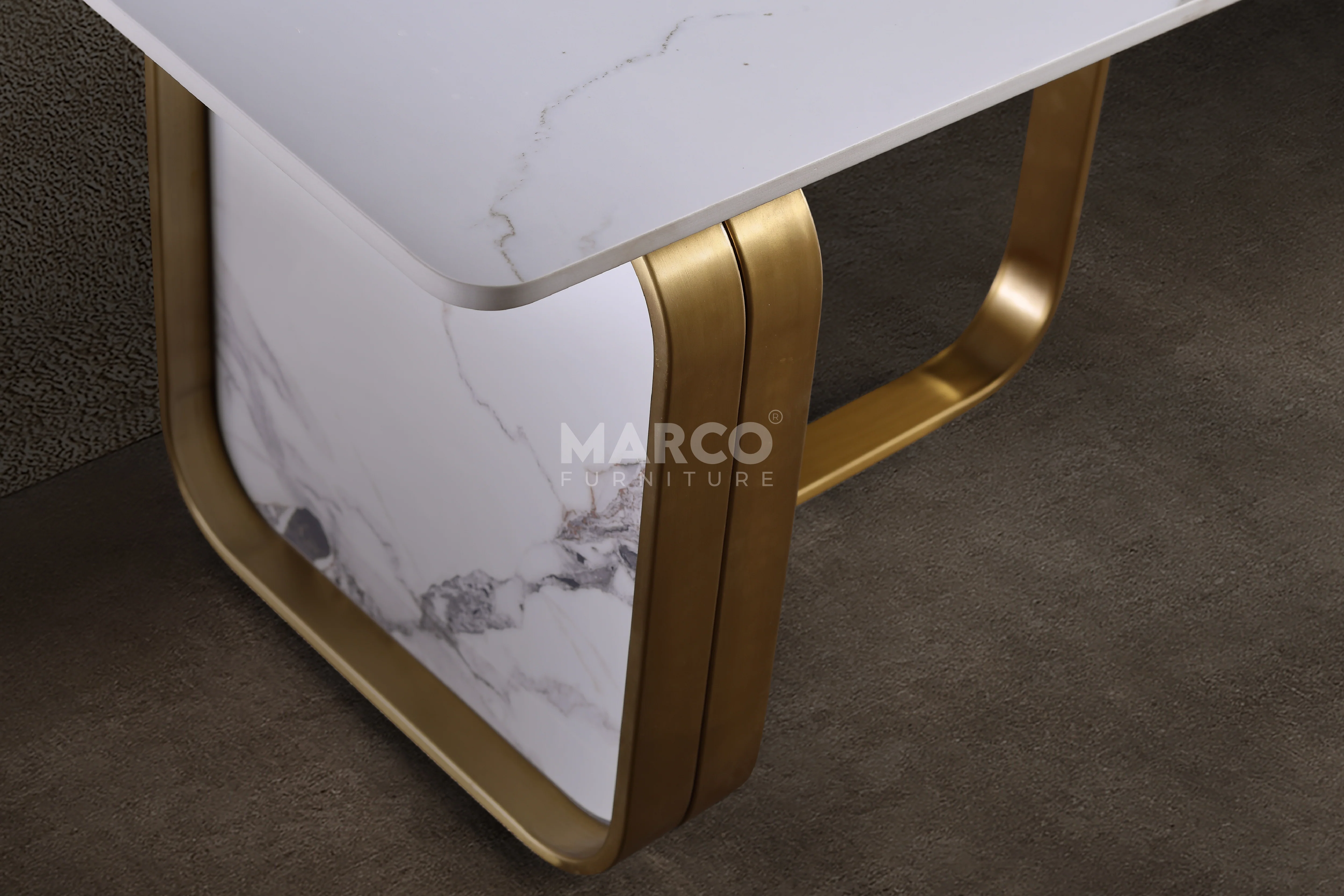 Vittoria Sintered Stone Extendable TV Unit - Gold Stainless Steel Base - Image 9