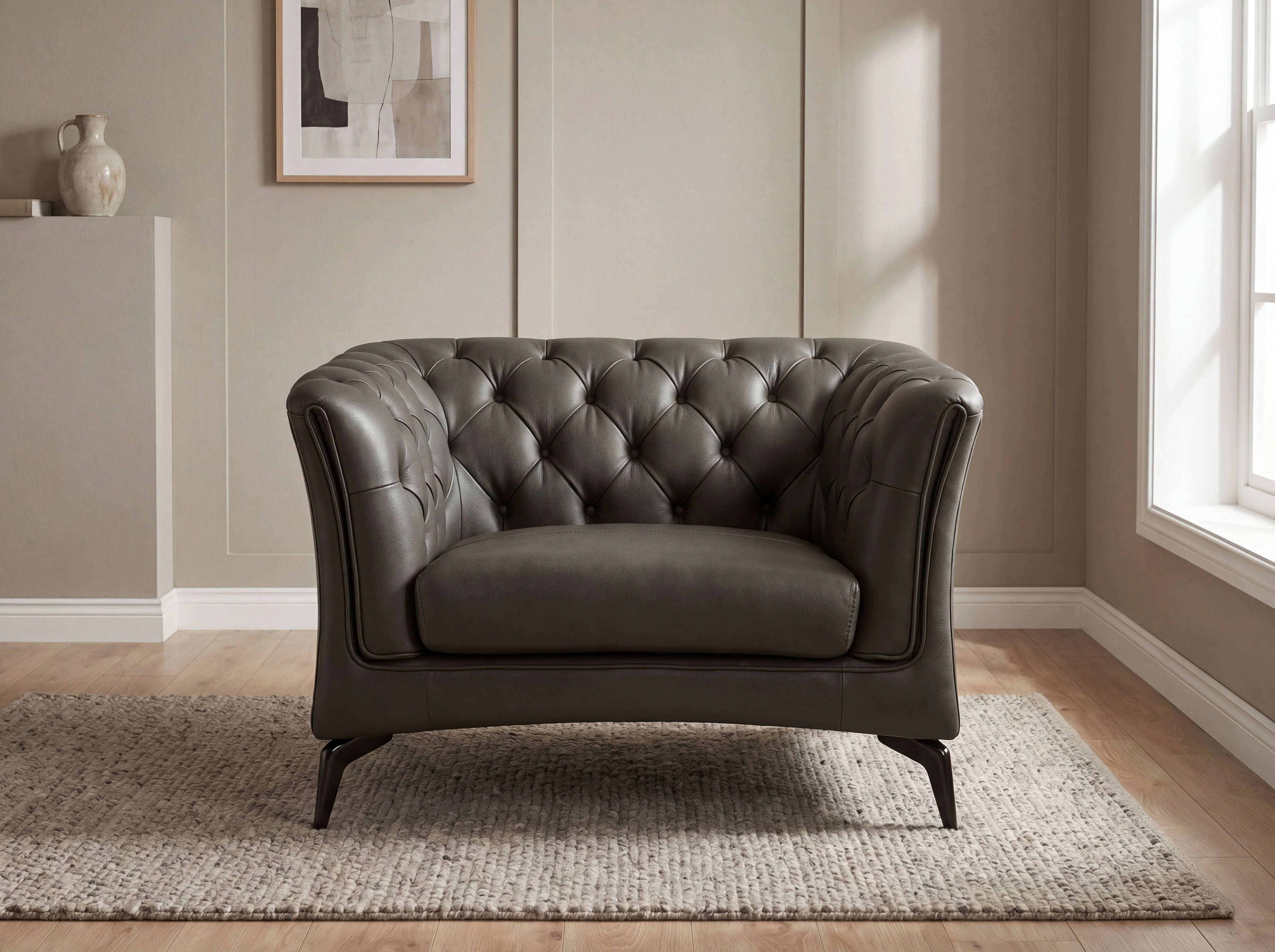 Winston Chesterfield Leather Sofa - Premium Leather Lounge - Image 3